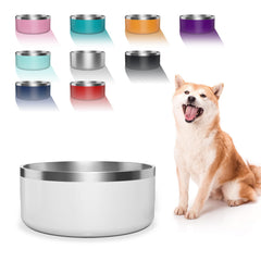 Tazón Wenbokmin para perro de acero inoxidable 64oz, antideslizante y lavable