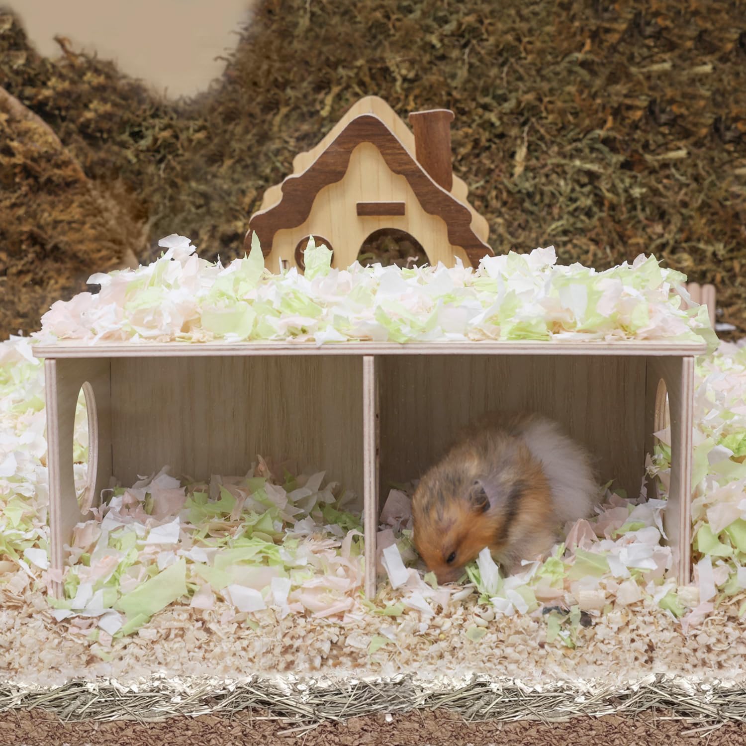 Wenriko Hamster Peep Tunnel dos cámaras: espacio separado para dormir y comer.