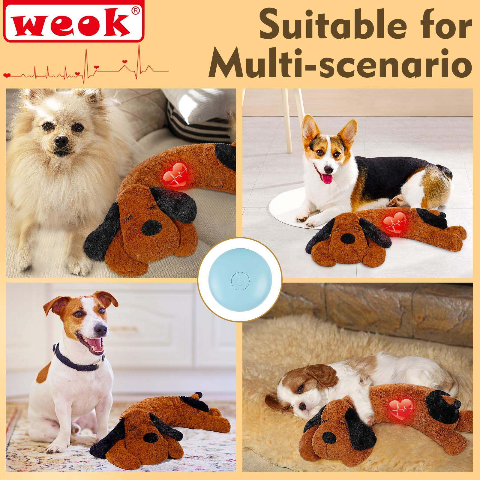 WEOK Puppy Heartbeat Toy, funciona con pilas AAA para uso continuo