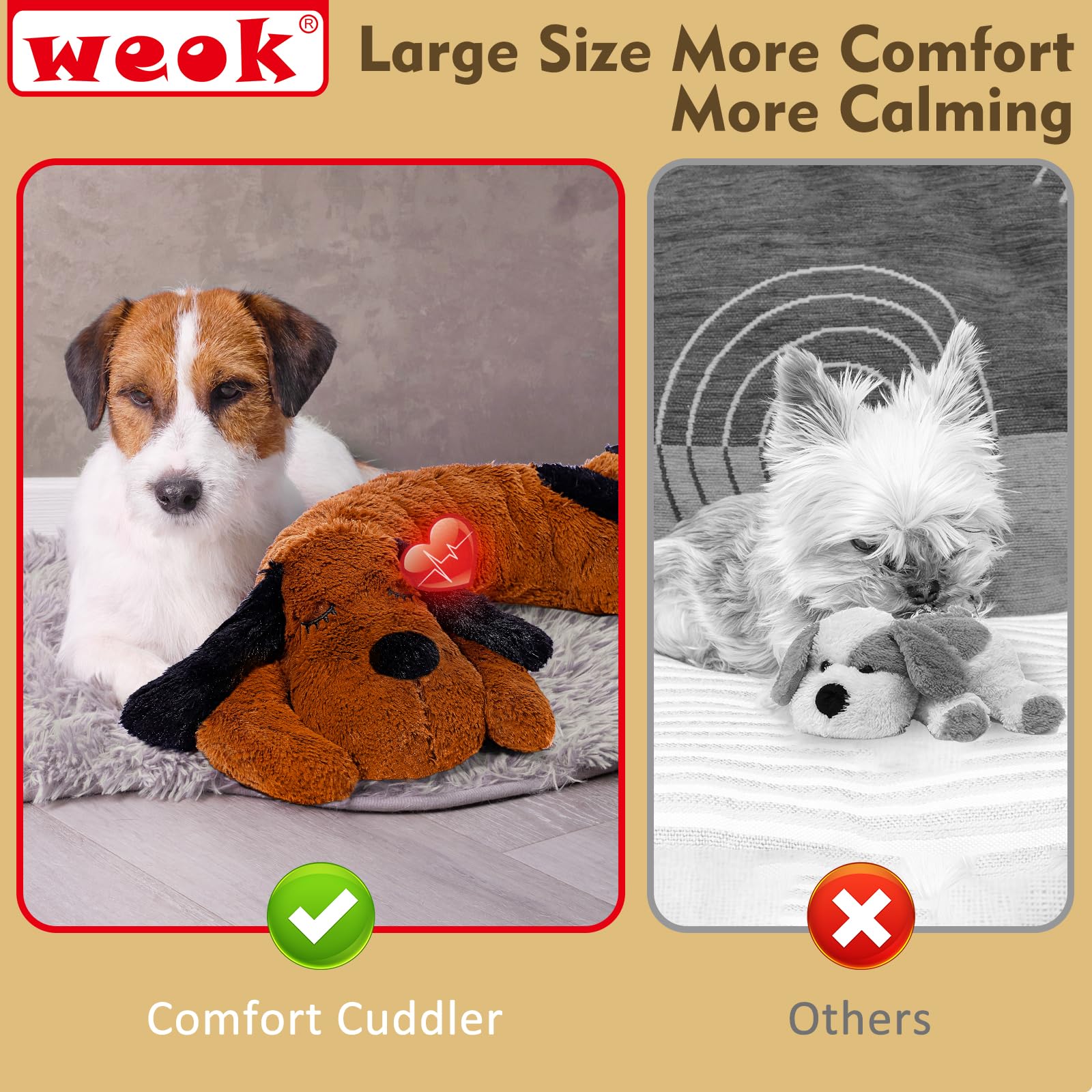 WEOK Puppy Heartbeat Toy, uso en jaula para facilitar la adaptación del cachorro