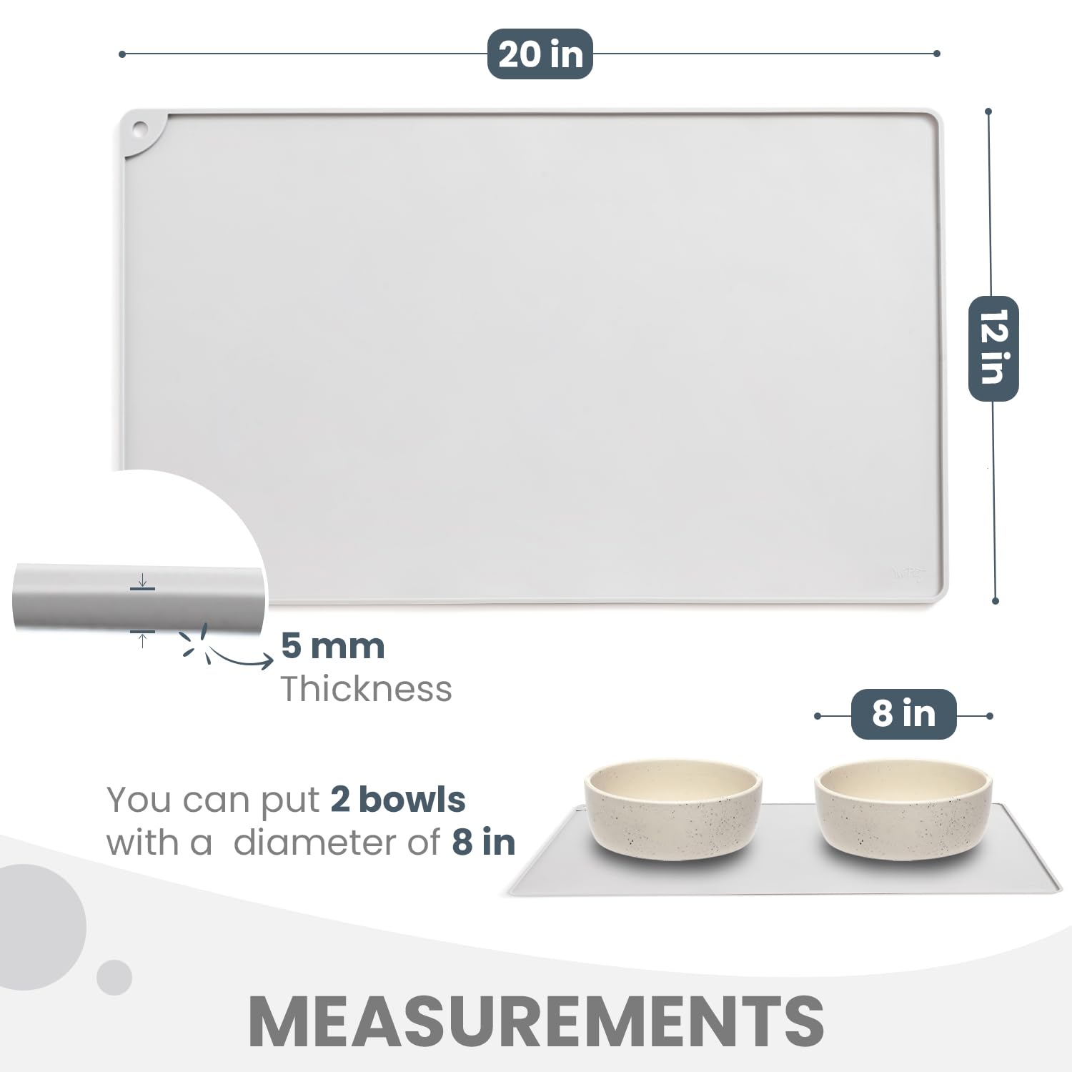 WePet borde elevado para contener comida y agua, protege el suelo.