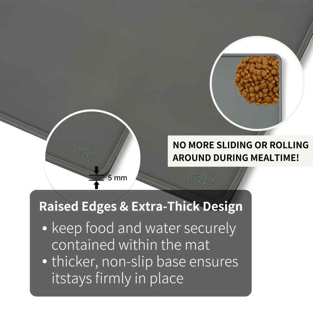 WePet silicona impermeable apta para alimentos, protege el piso y facilita la limpieza.