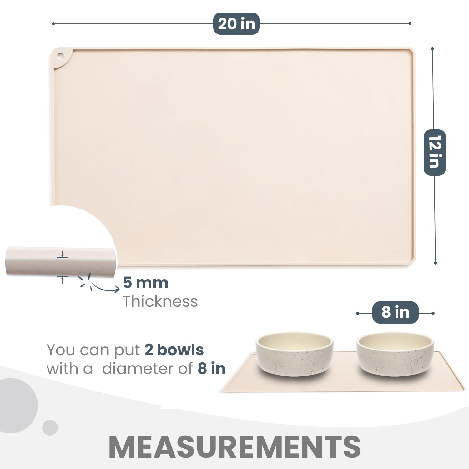 Tapete WePet impermeable para derrames, mantiene limpio el área de comida.
