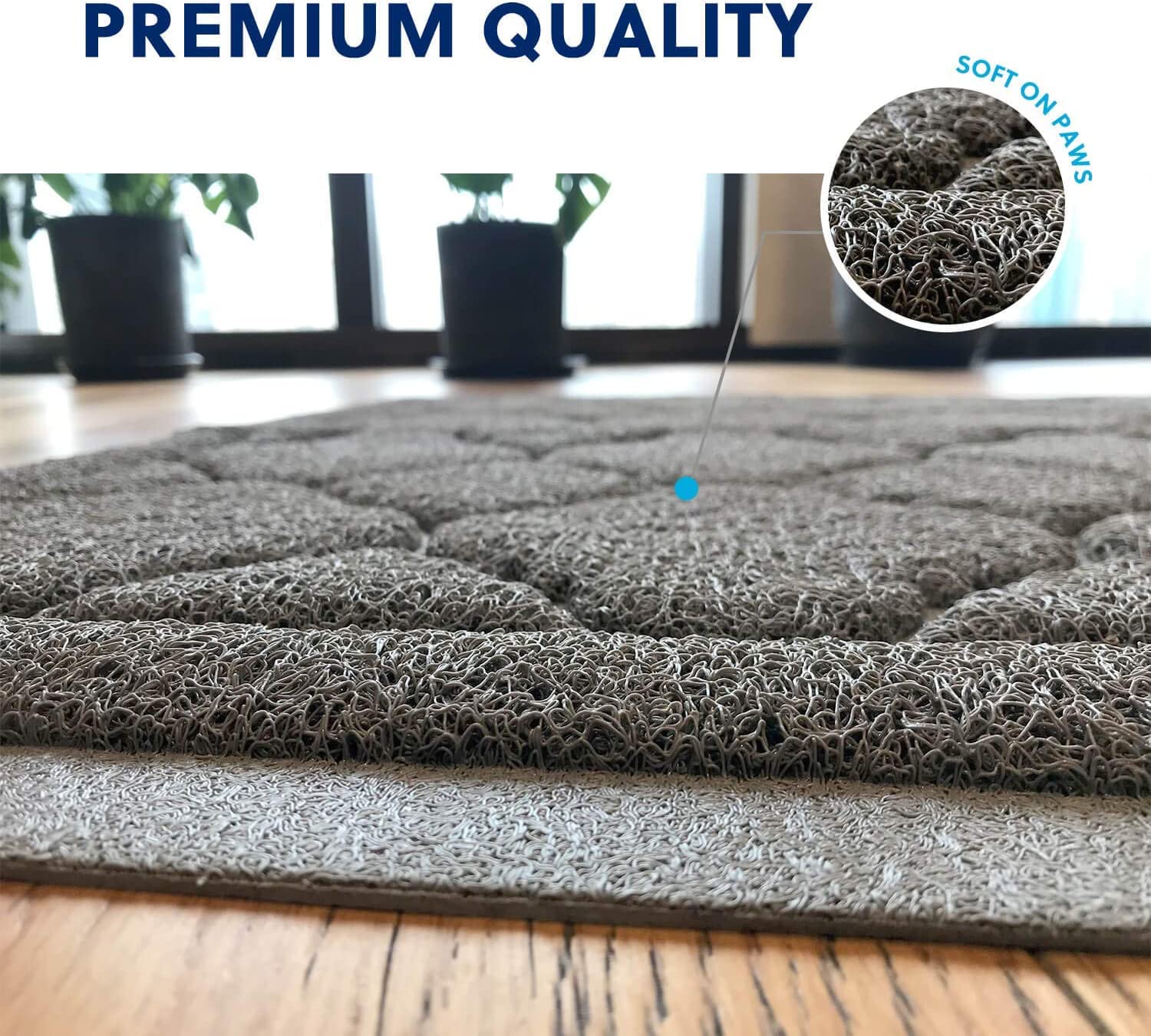 WePet tapis litière chat gris antiderapant maintient le tapis en place.