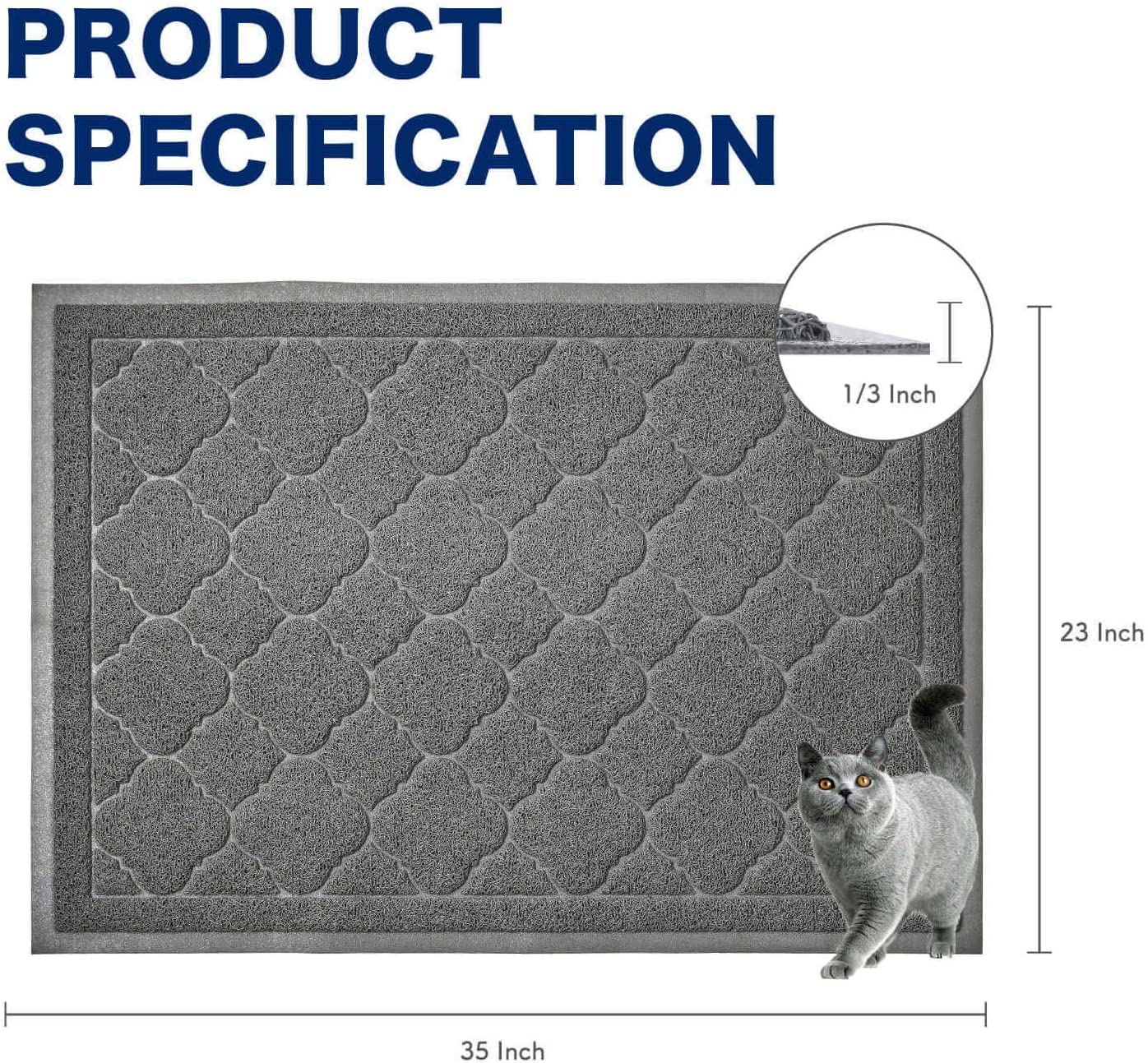 WePet tapis litière chat gris maillage profond capte les grains et facilite le nettoyage.