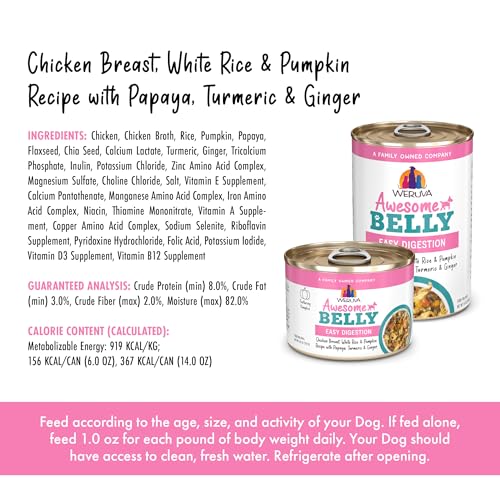 Componentes clave de Weruva Awesome Belly pollo y calabaza para dieta equilibrada