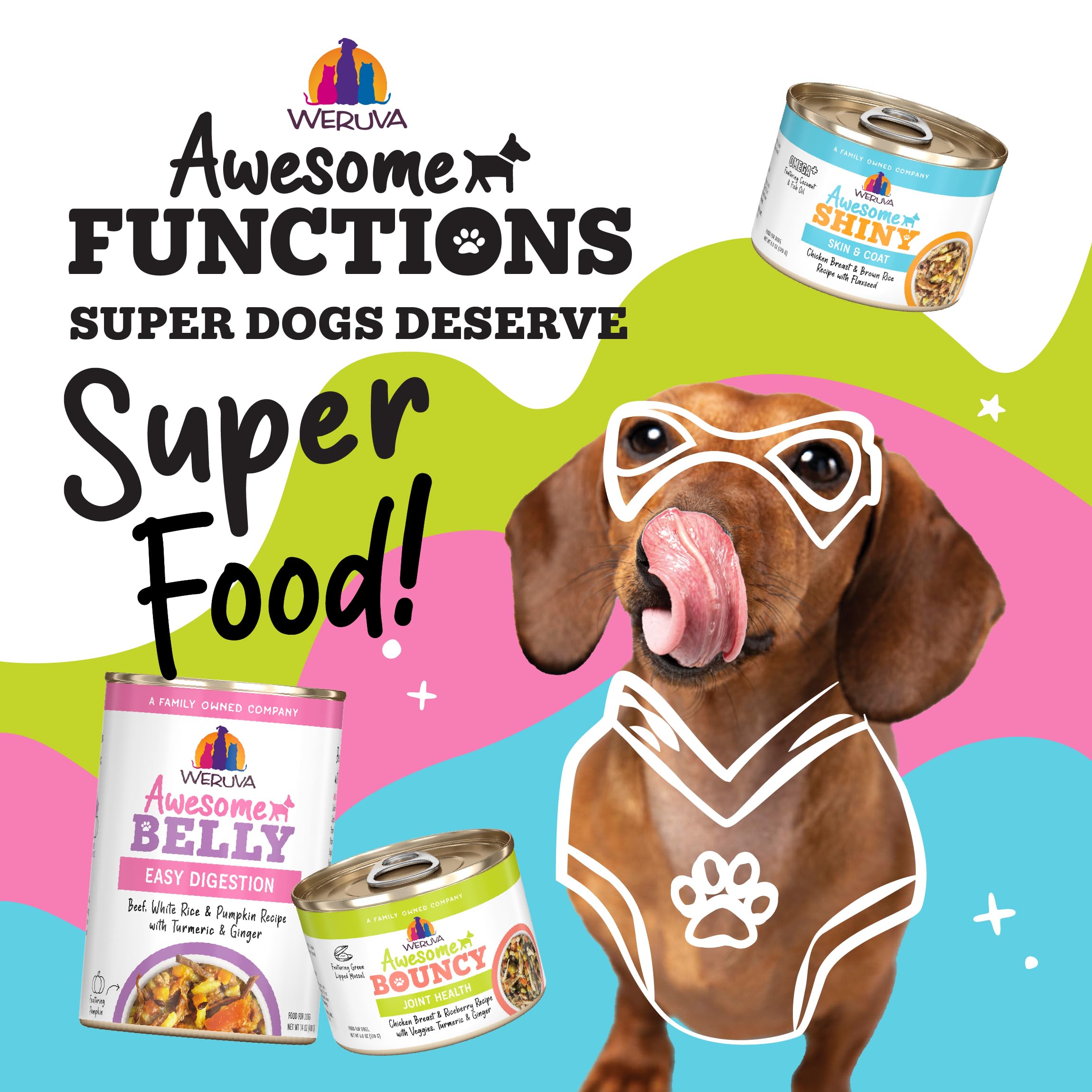 Weruva Awesome Functions Variety Pack, 12 latas de 14 oz, opción equilibrada.
