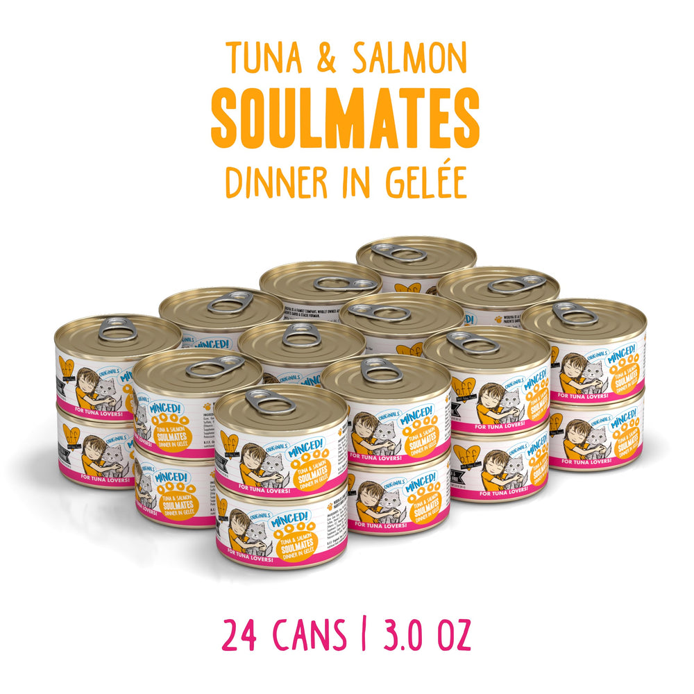 Weruva BFF gelatina suave con atún y salmón, textura atractiva para gatos selectivos.