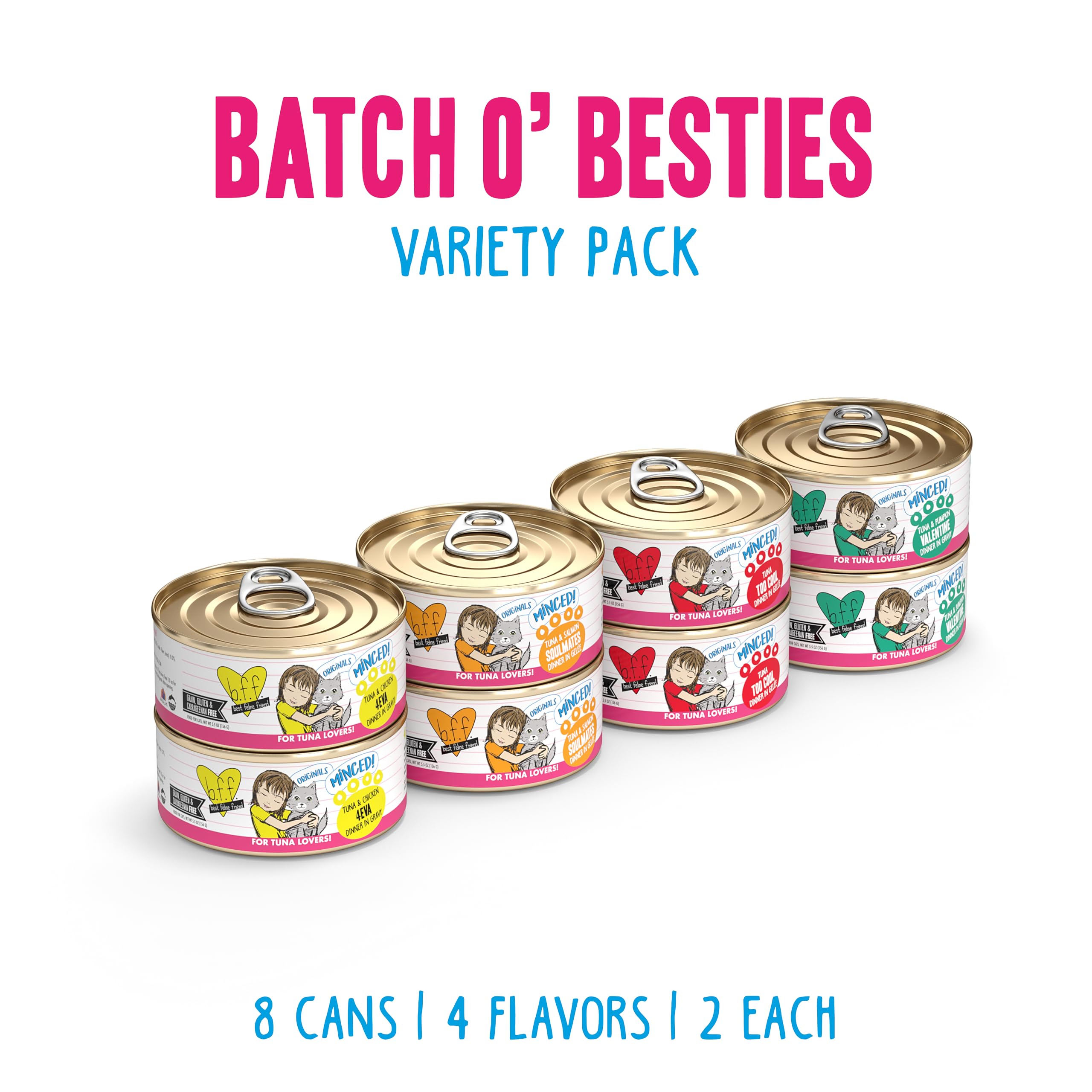 Weruva BFF Minced Natural: lata de 5,5 oz abierta con trozos