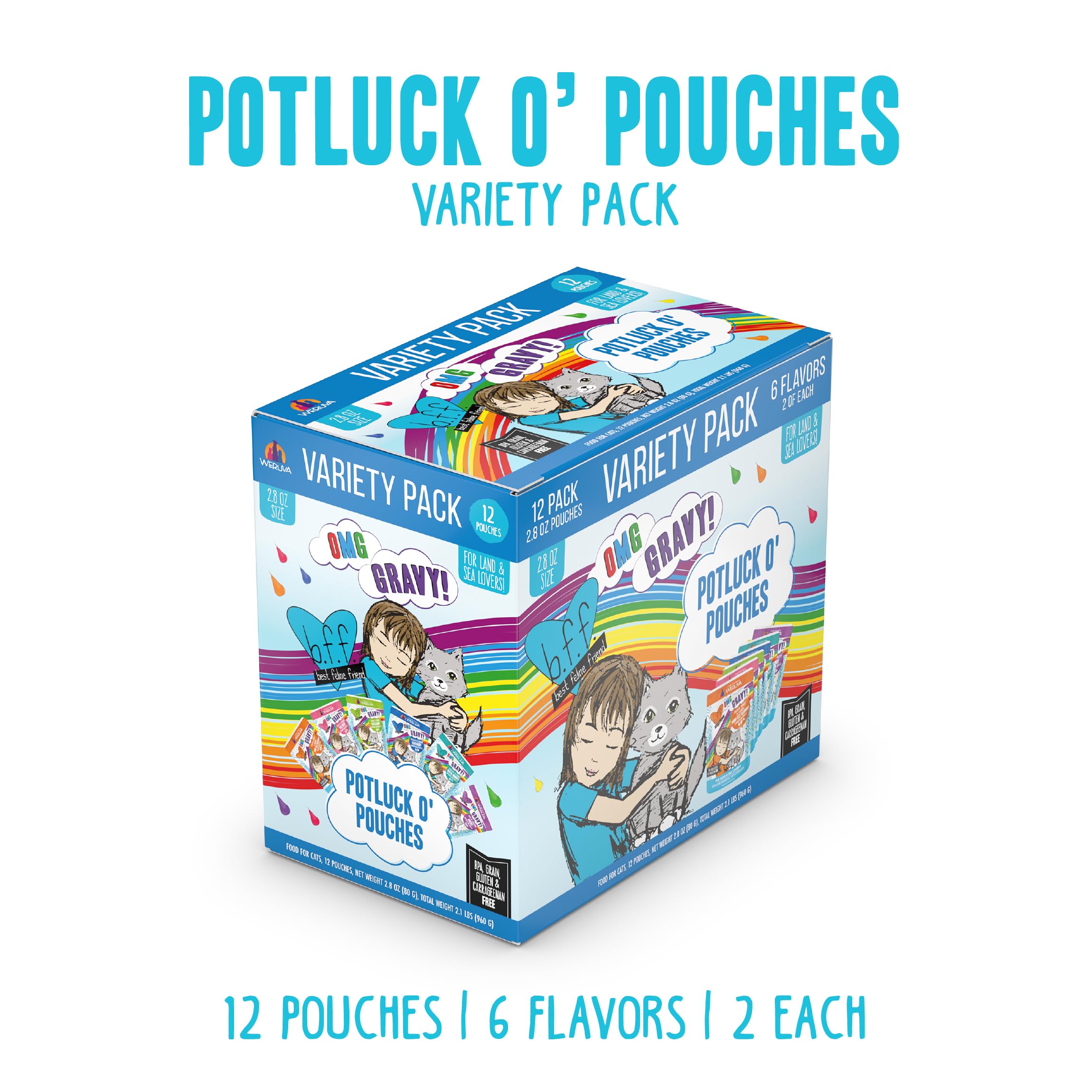Weruva B.F.F. OMG sabores pollo camaron: proteína diversa para gusto felino.