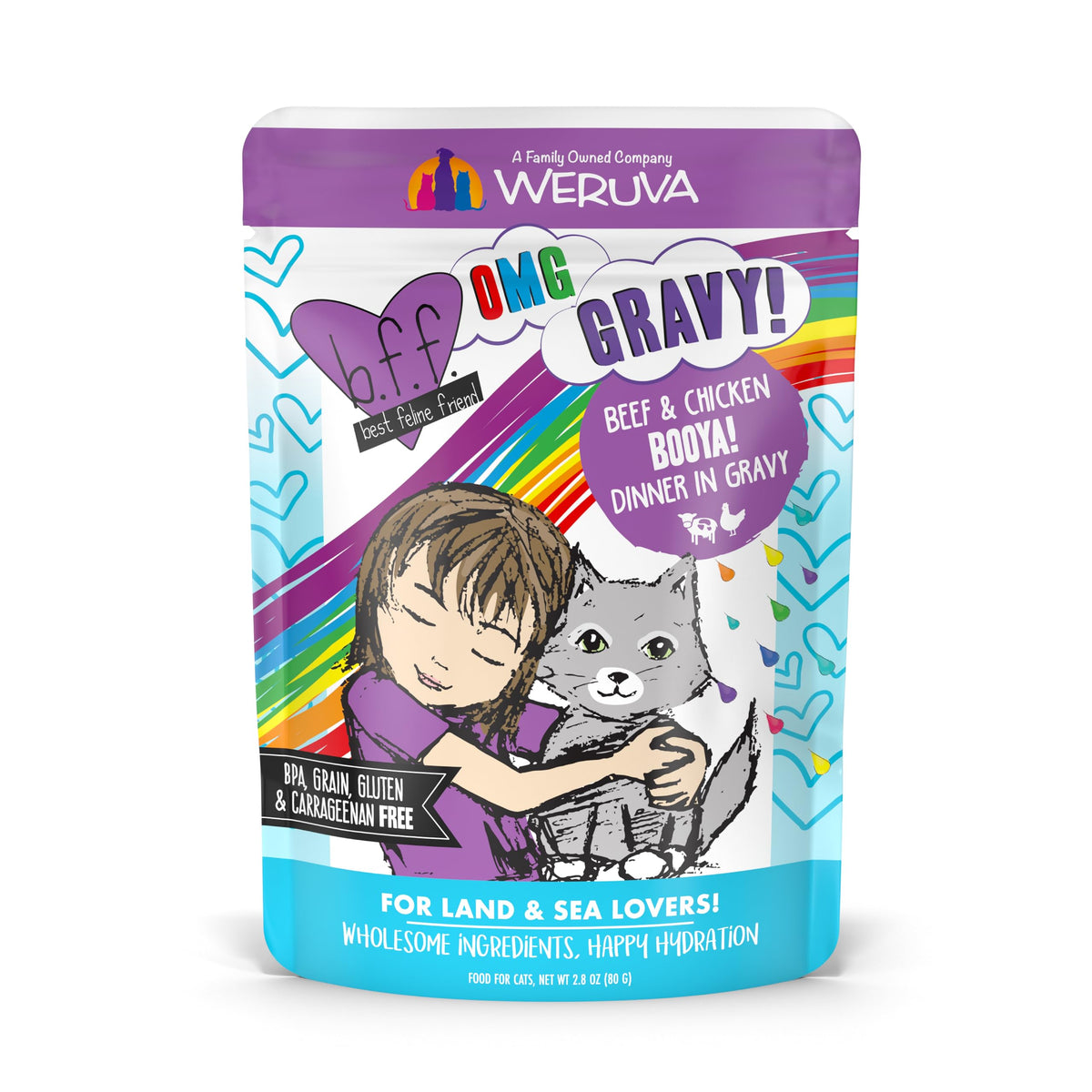 Weruva B.F.F. OMG bolsa 2.8 oz con carne y pollo, ideal para hidratación
