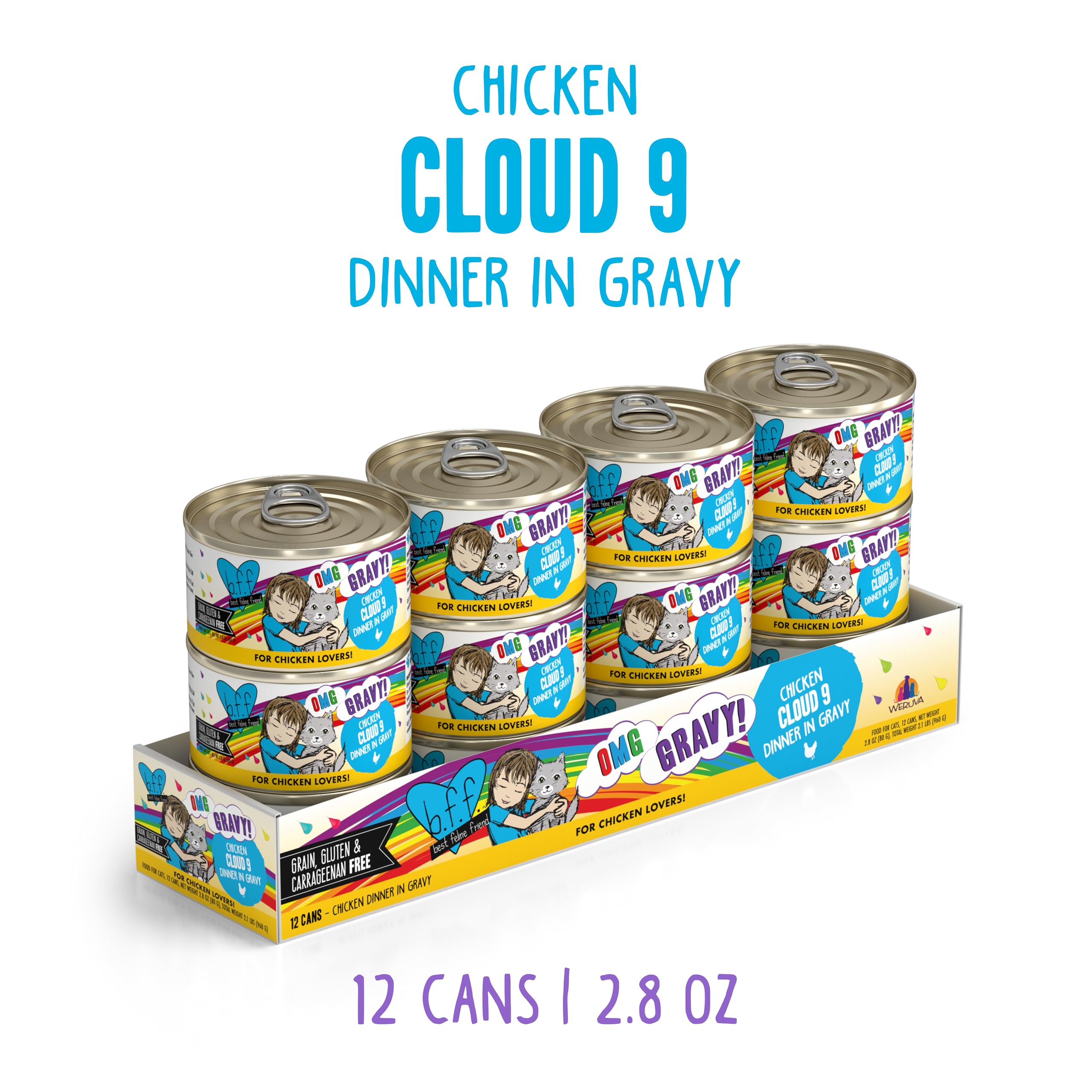 Weruva B.F.F. OMG, trozos de pollo jugosos en salsa, ideal para hidratación felina