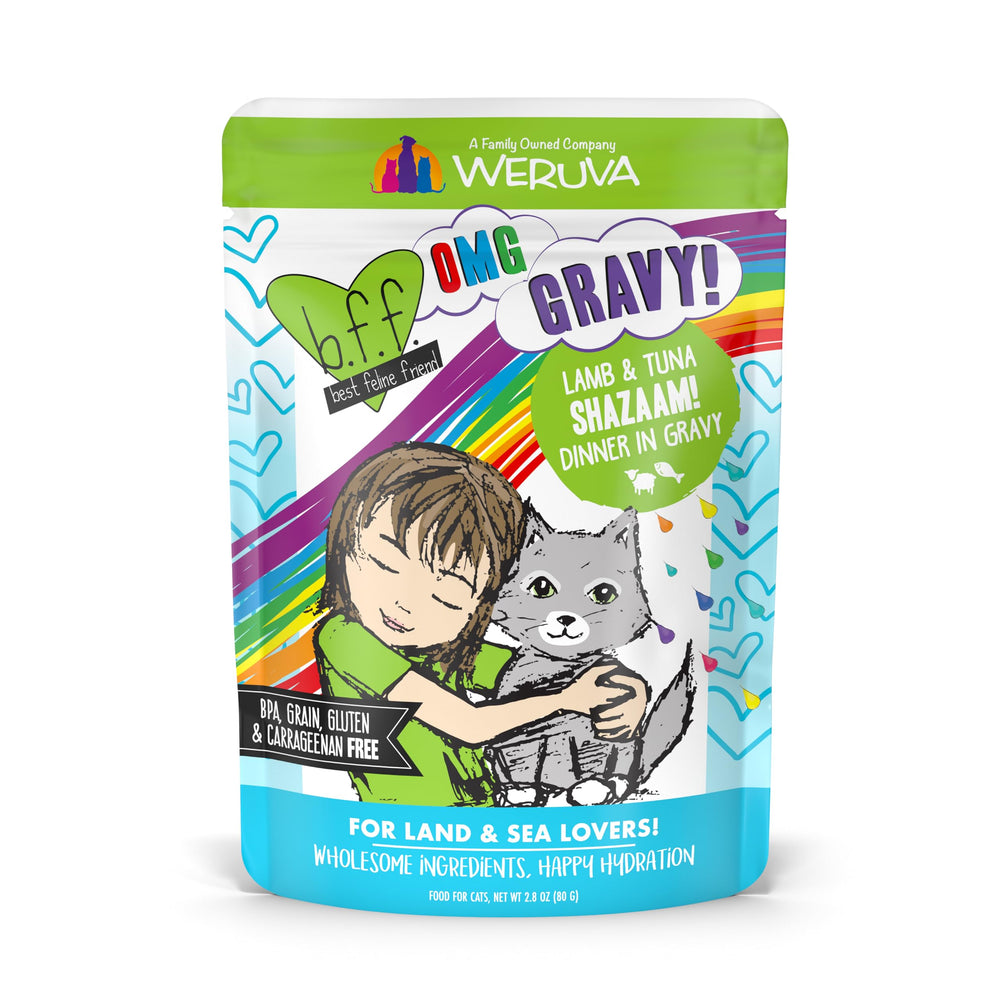 Weruva B.F.F. OMG Shazaam cordero-atun en salsa: sabor intenso y hidratación.