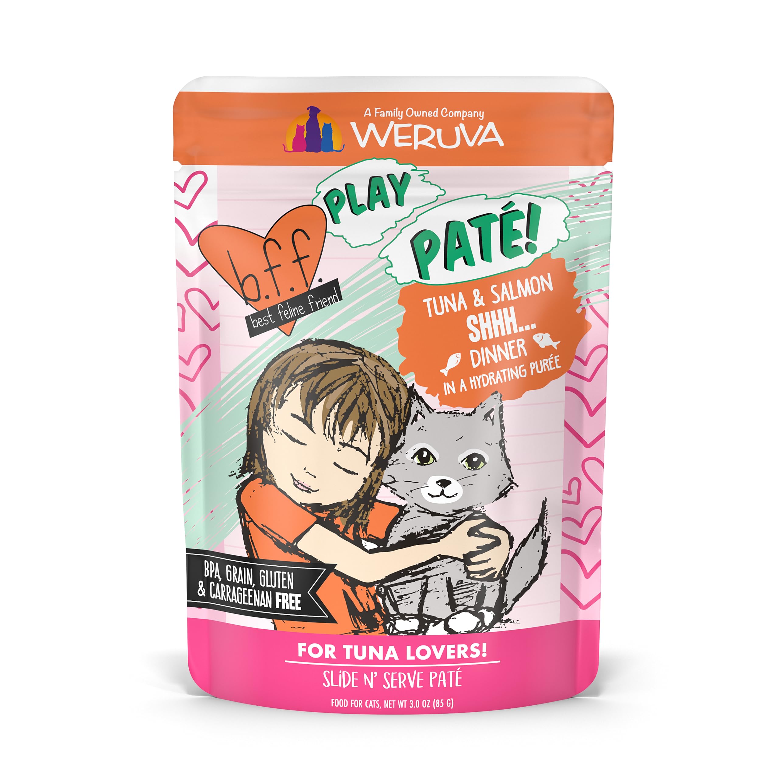 Weruva B.F.F. Play paté de atún y salmón, textura cremosa para gato