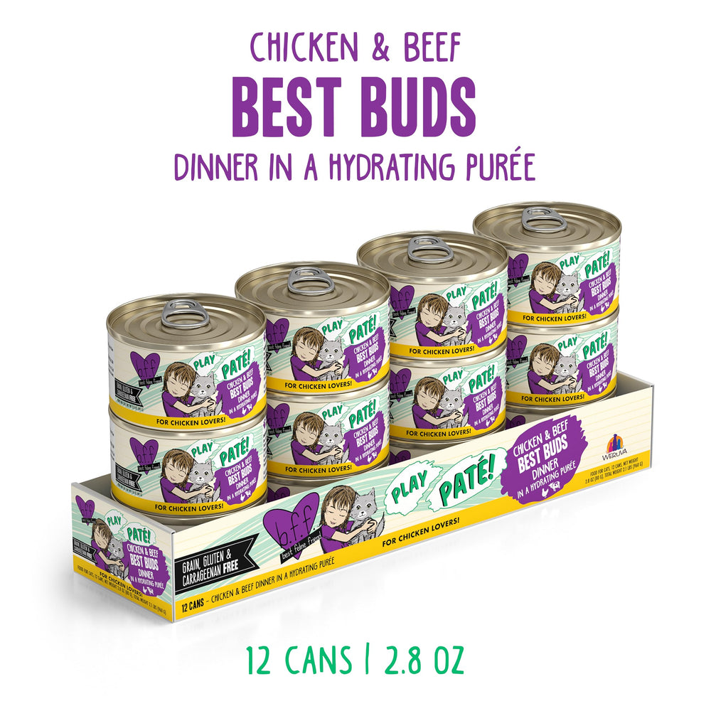 Weruva B.F.F. Play paté cremoso de pollo y res, textura atractiva.