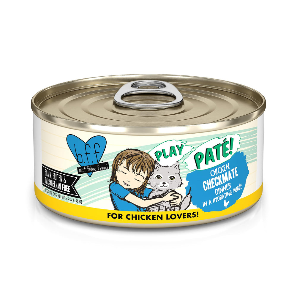 Paté cremoso de pollo de Weruva B.F.F. Play para gatos, cena sabrosa y nutritiva.