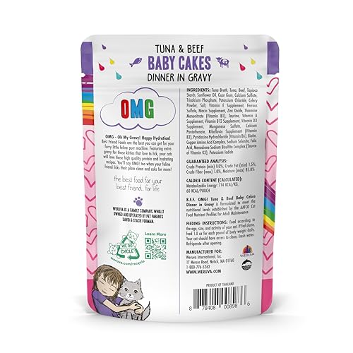 Weruva B.F.O.M.G. Baby Cakes atún y ternera en salsa, textura jugosa para gatos