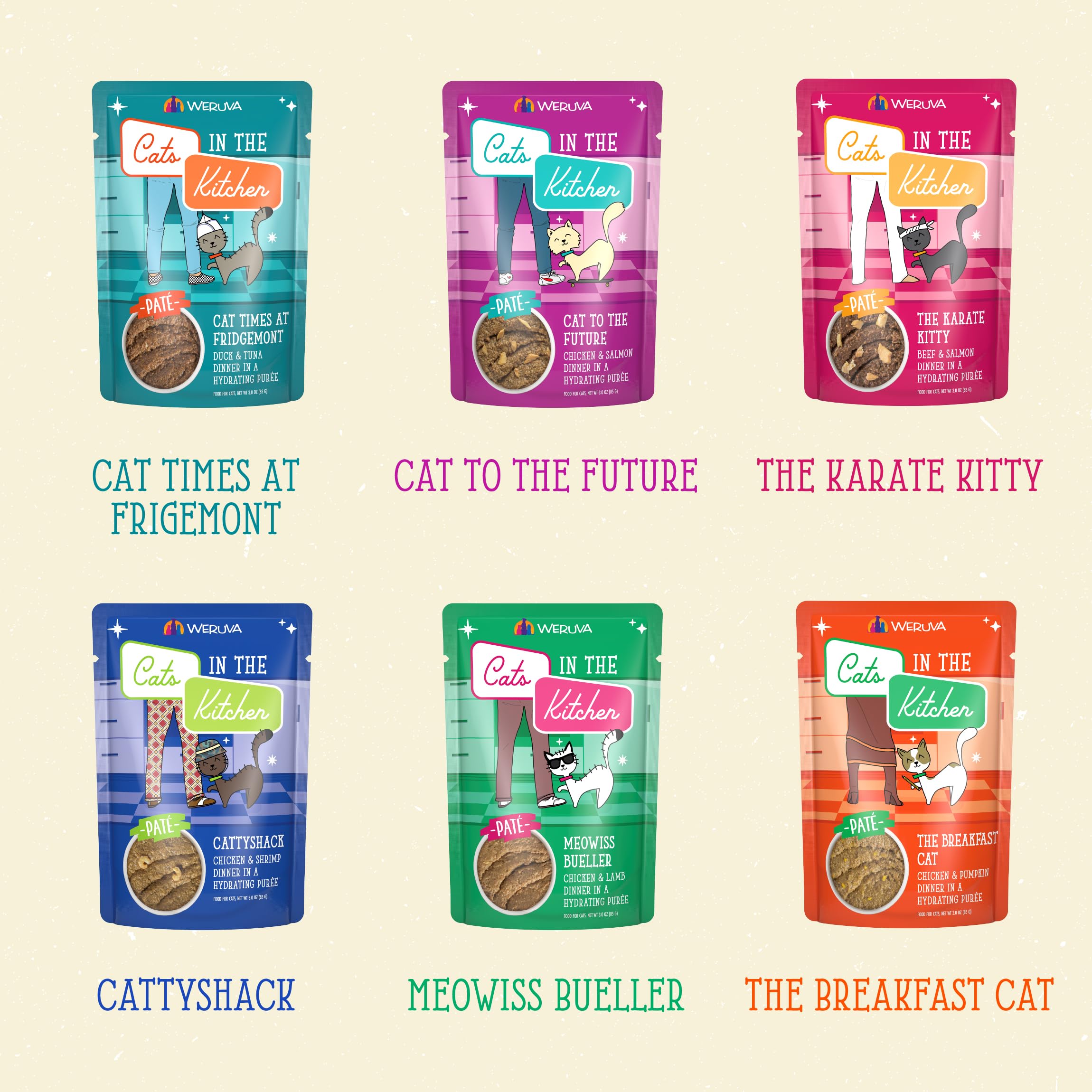 Variedad de proteínas Weruva Brat Pack en paté para gatos