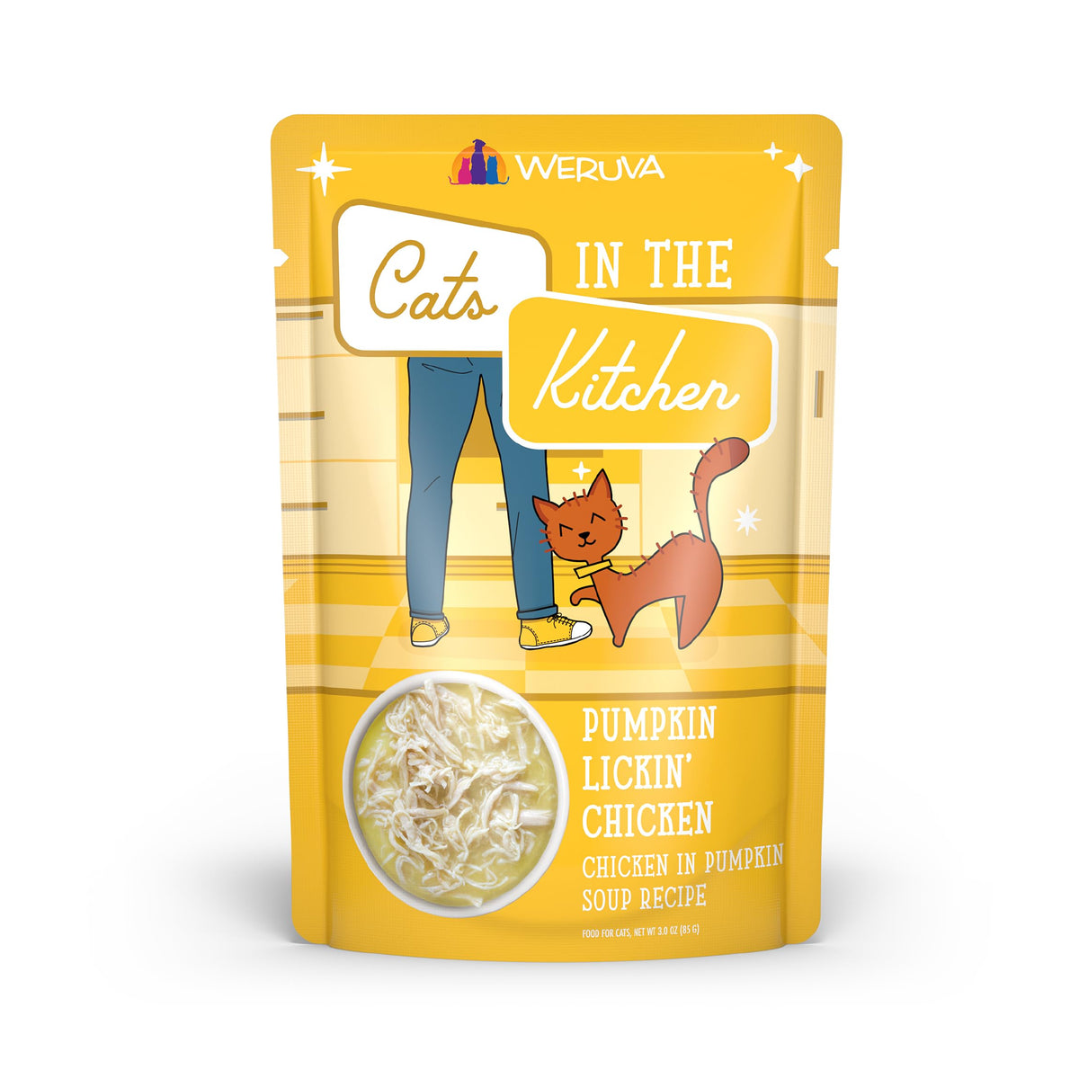 Weruva Cats in the Kitchen: calabaza y pollo en bolsa 3oz para gatos.