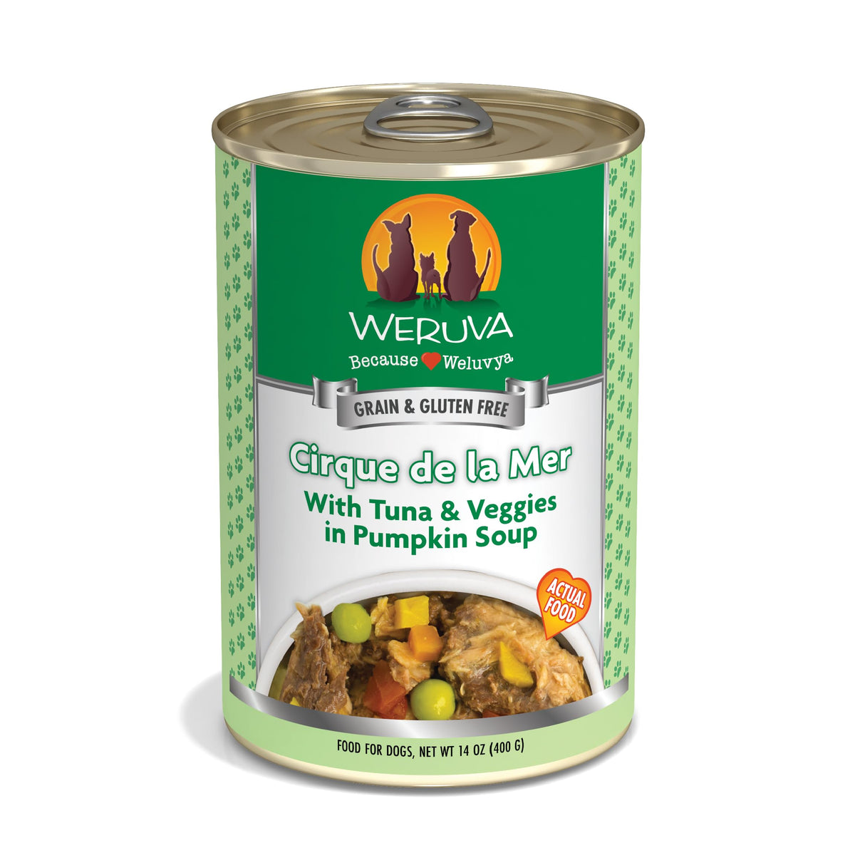 Weruva Cirque de la Mer lata 14oz, práctico para la comida diaria de tu perro.