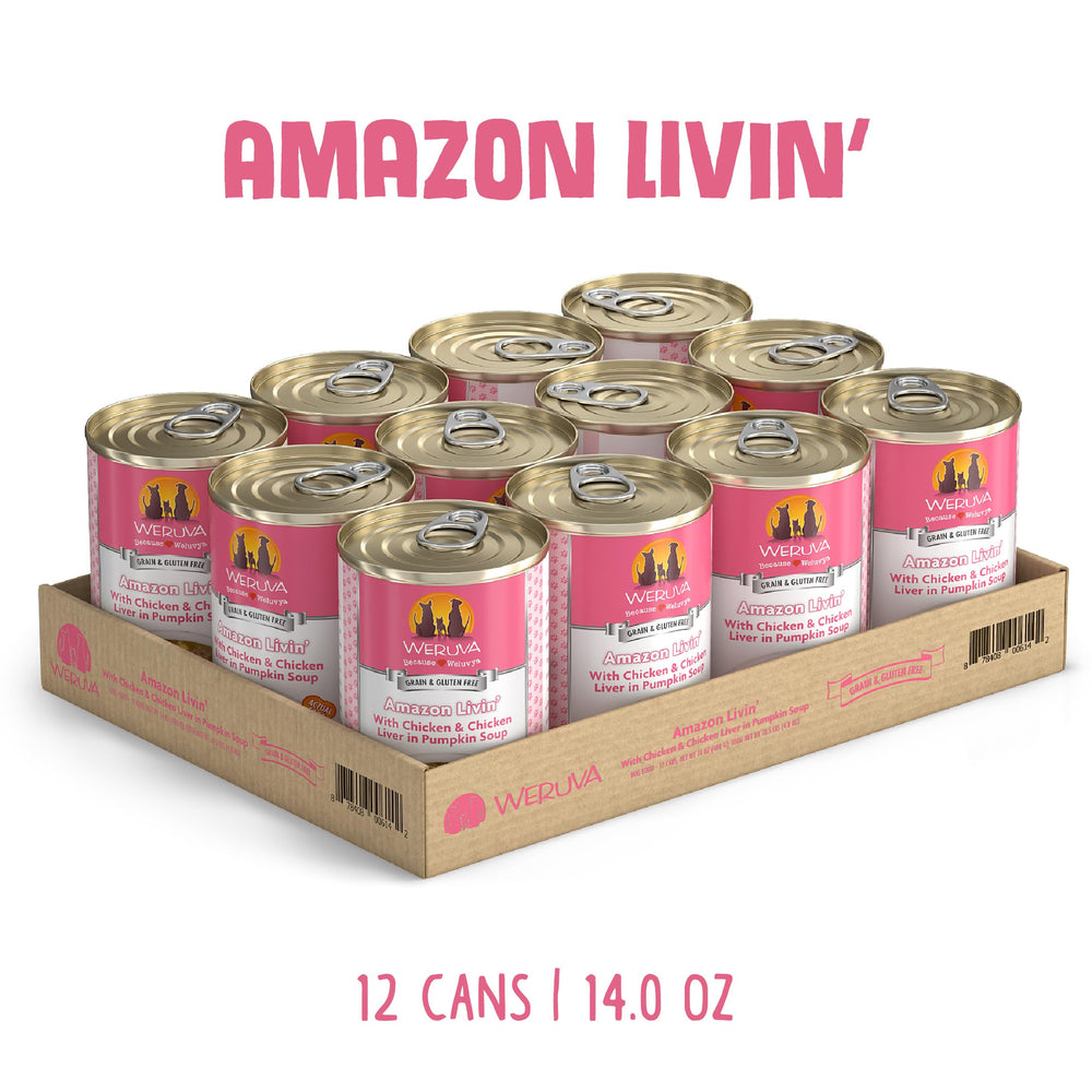 Weruva Classic para perros: trozos de pollo en salsa de calabaza, aroma apetitoso.