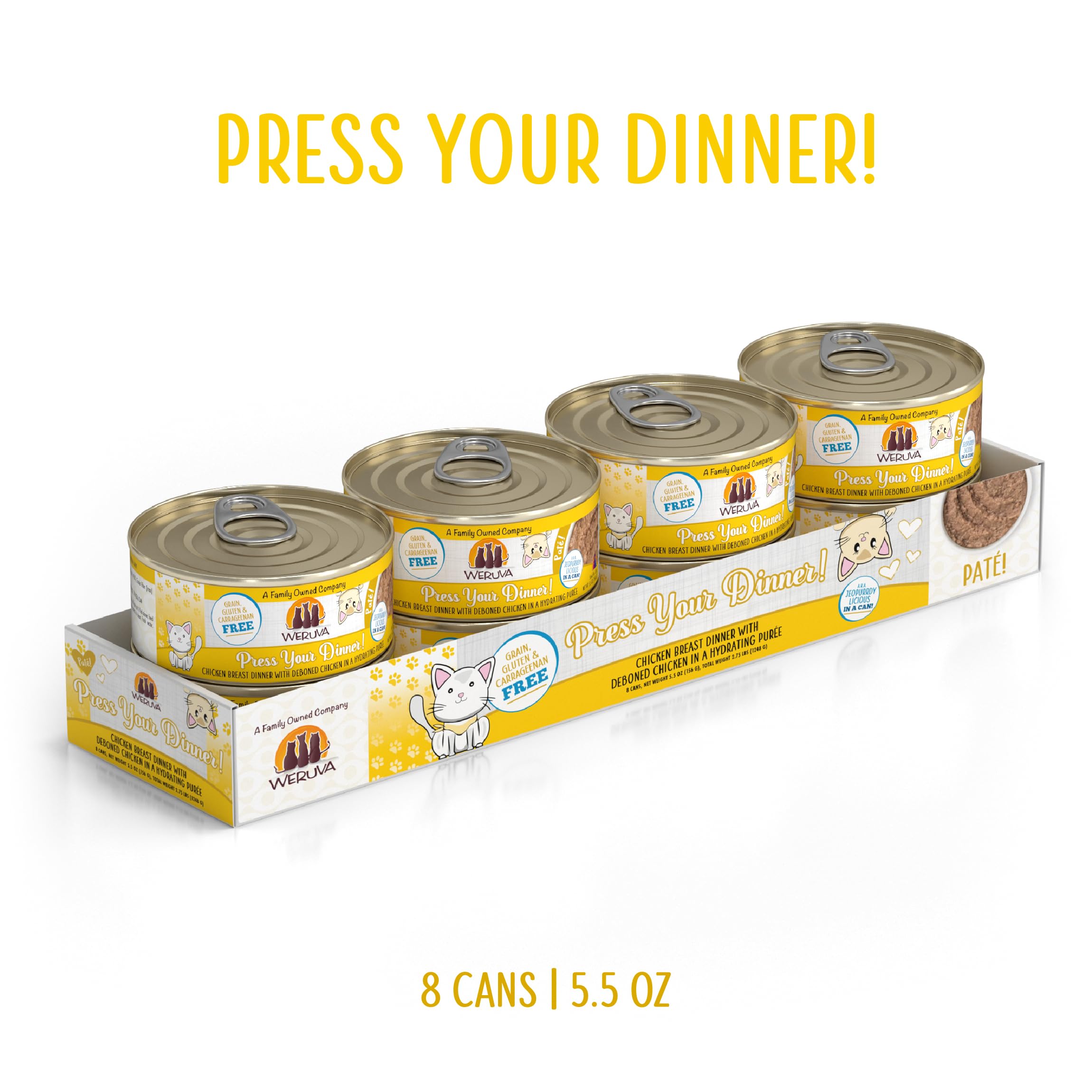 Weruva Classic Cat Paté crema suave de pollo, textura sedosa para comer fácil.