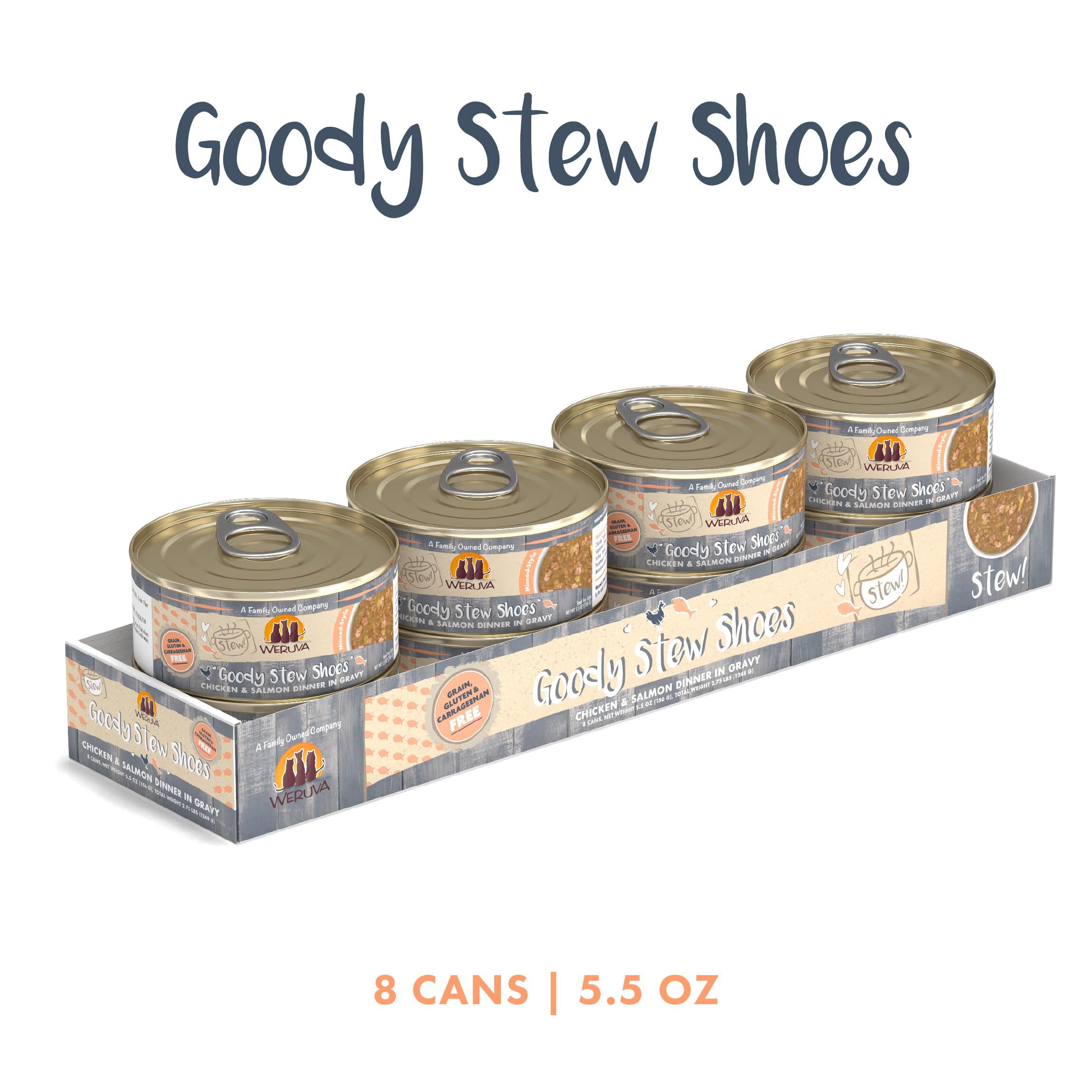 Lata de 5,5 onzas de Weruva Classic Cat Stews, salsa jugosa para felinos.