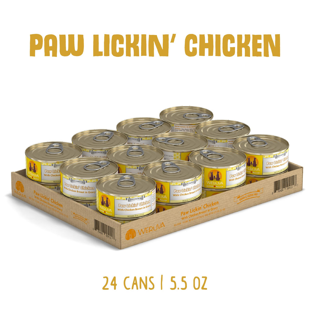 Weruva Paw Lickin’ Chicken, pechuga de pollo en salsa en primer plano