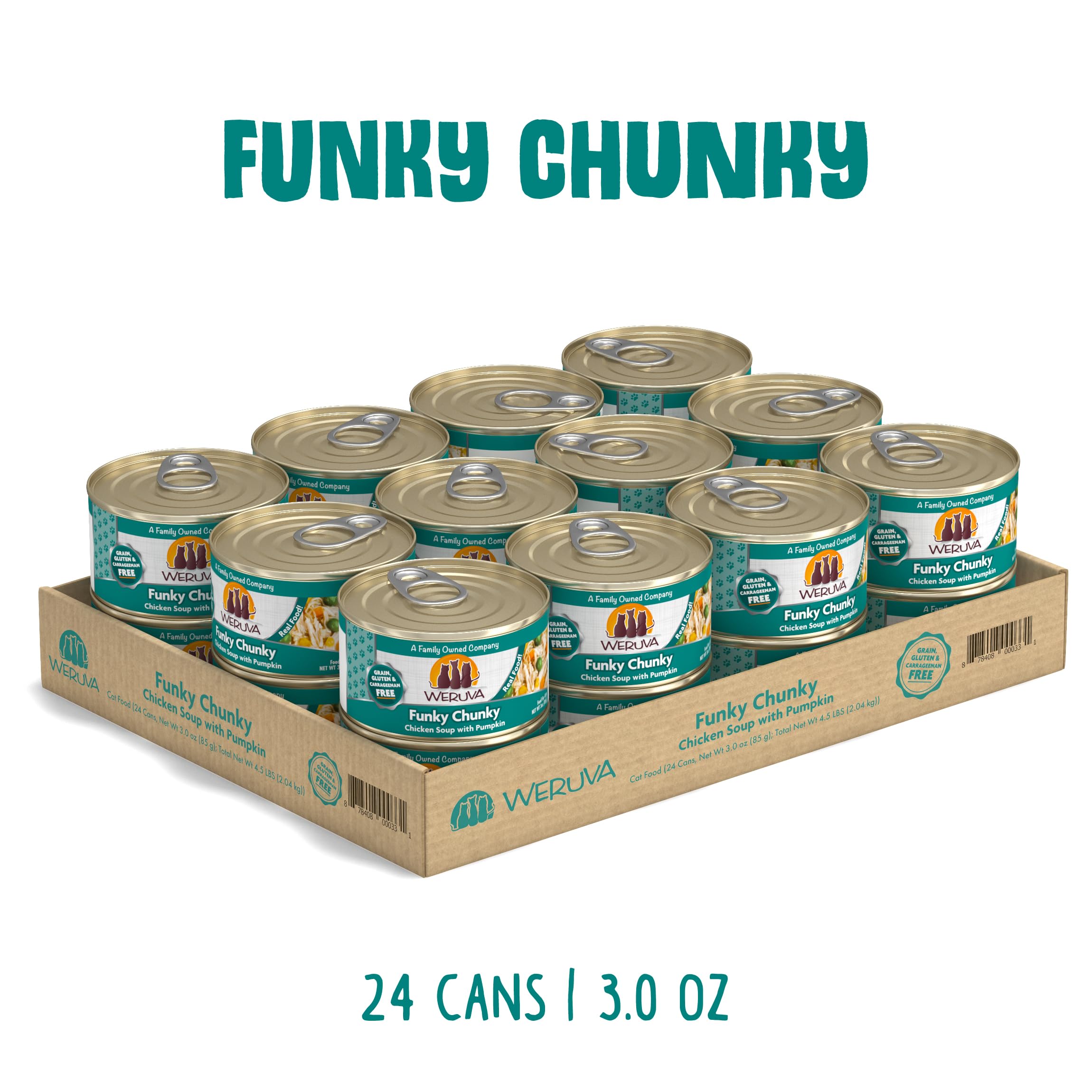 Weruva Funky Chunky: trozos de pollo sin hueso para gatos exigentes.