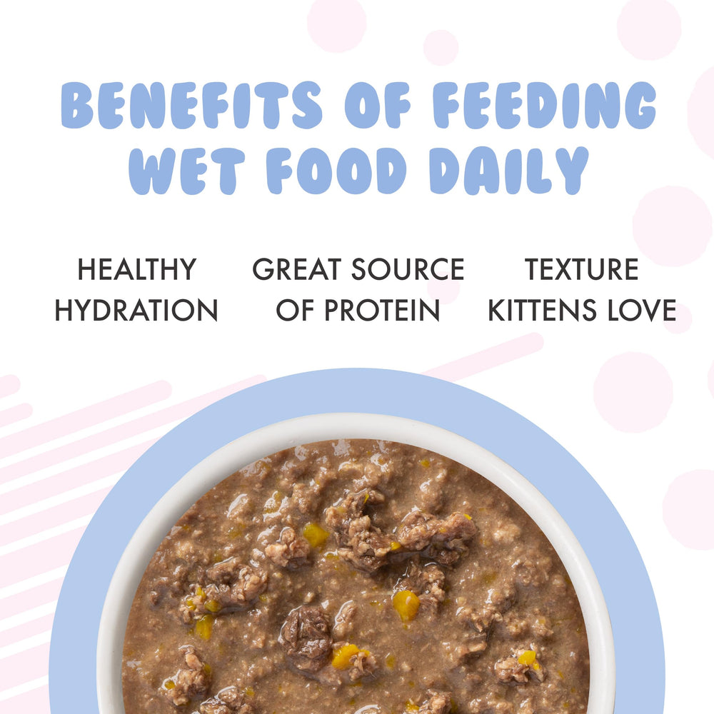 Gatito Weruva con vitaminas y antioxidantes, fórmula completa para crecimiento felino.