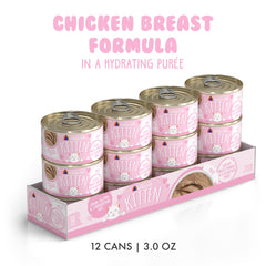 Purée cremoso de pollo Weruva para gatitos, textura suave y sabrosa.