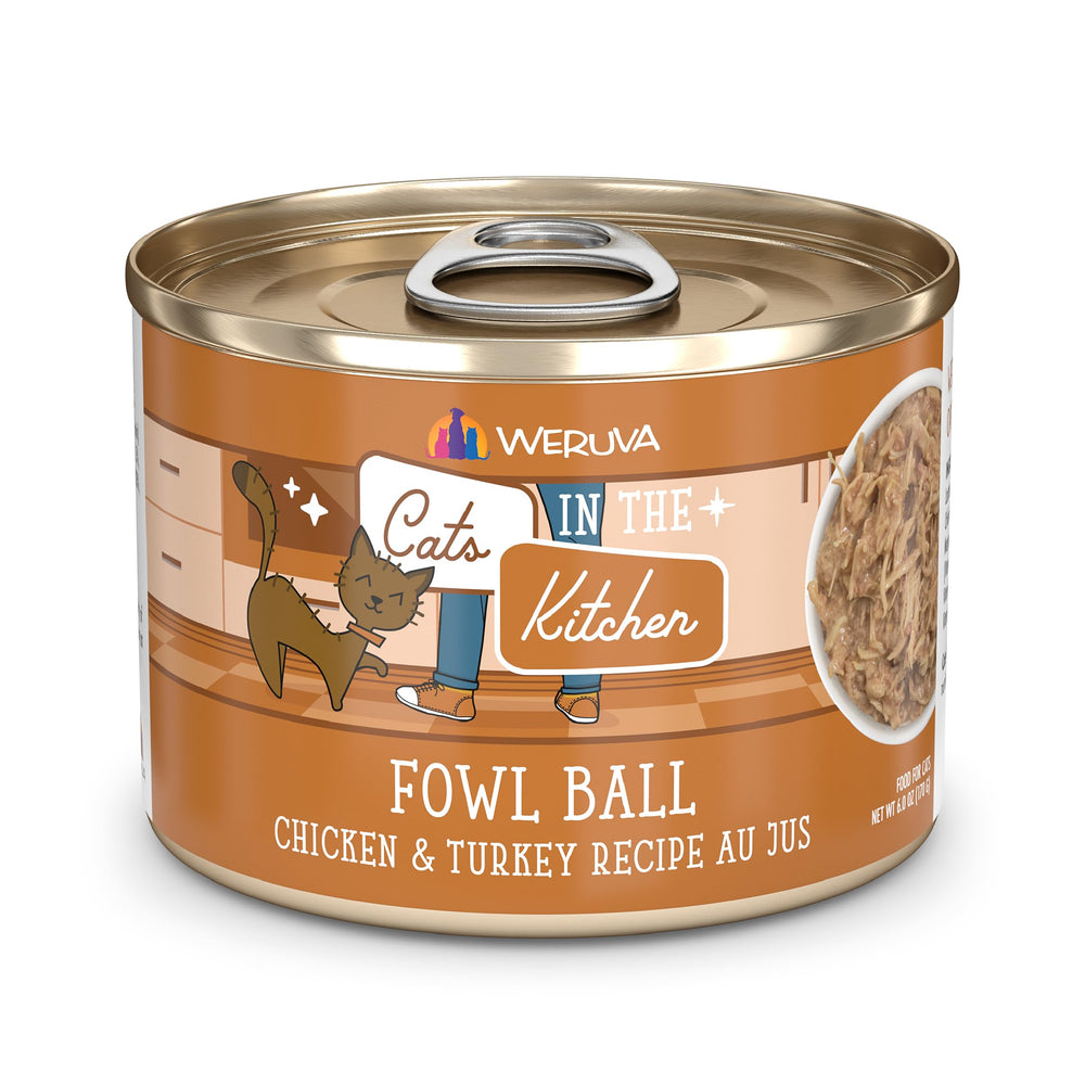 Weruva Gatos en la Cocina: bola de pollo y pavo en lata 6oz pack de 24 para gatos.