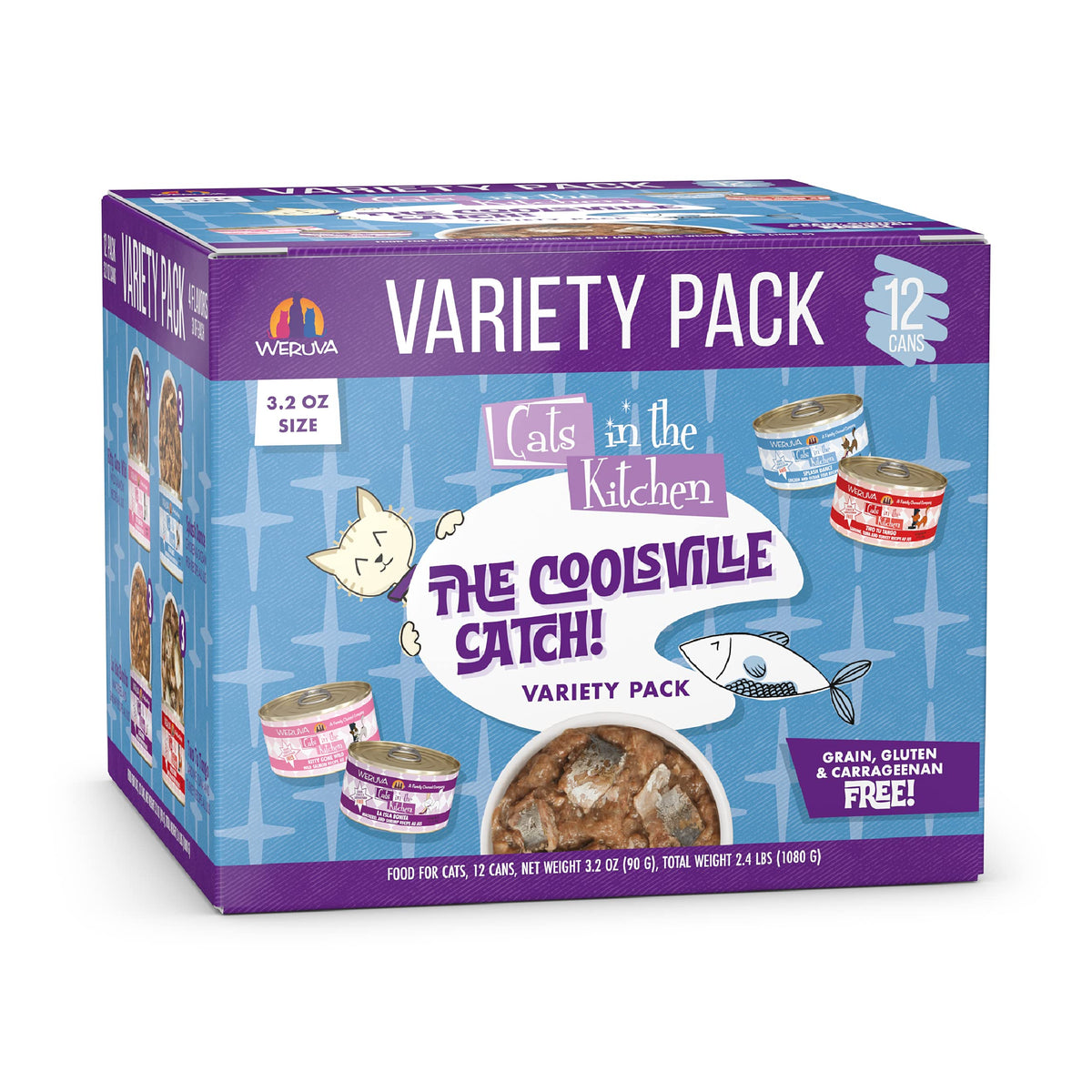 Weruva Cats in the Kitchen Coolsville Catch, pack de 12 latas, práctico para comidas diarias.