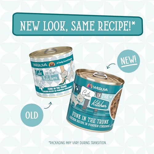 Weruva Gatos en la Cocina Funk en el Tronco, lata 10oz, proteína premium para felinos.