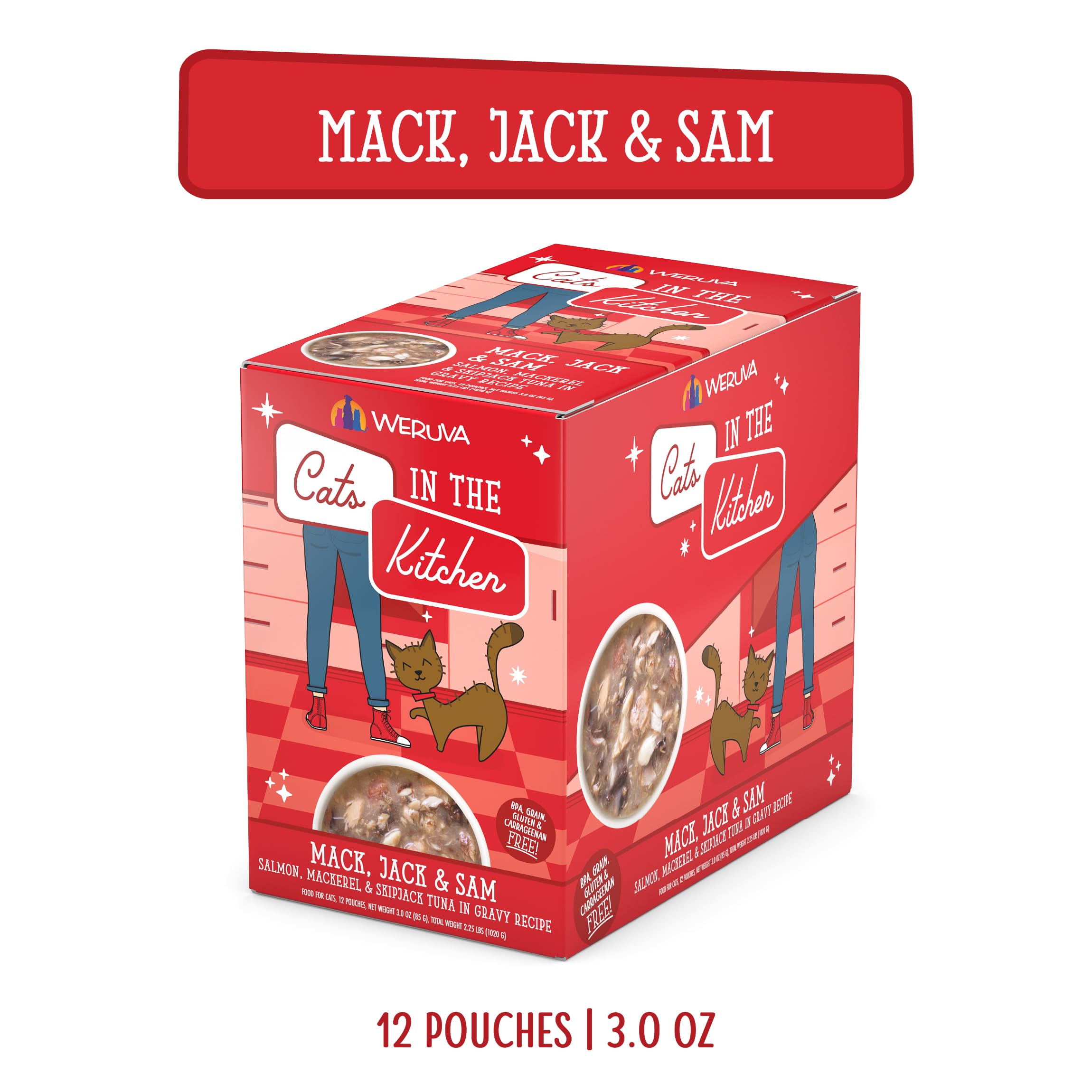Weruva Gatos en la Cocina Mack Jack Sam salmón en salsa, textura jugosa