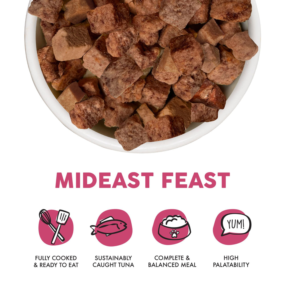 Weruva Gatos Mideast Feast Liofilizado: sin huesos, fácil de manejar para el cuidado diario.