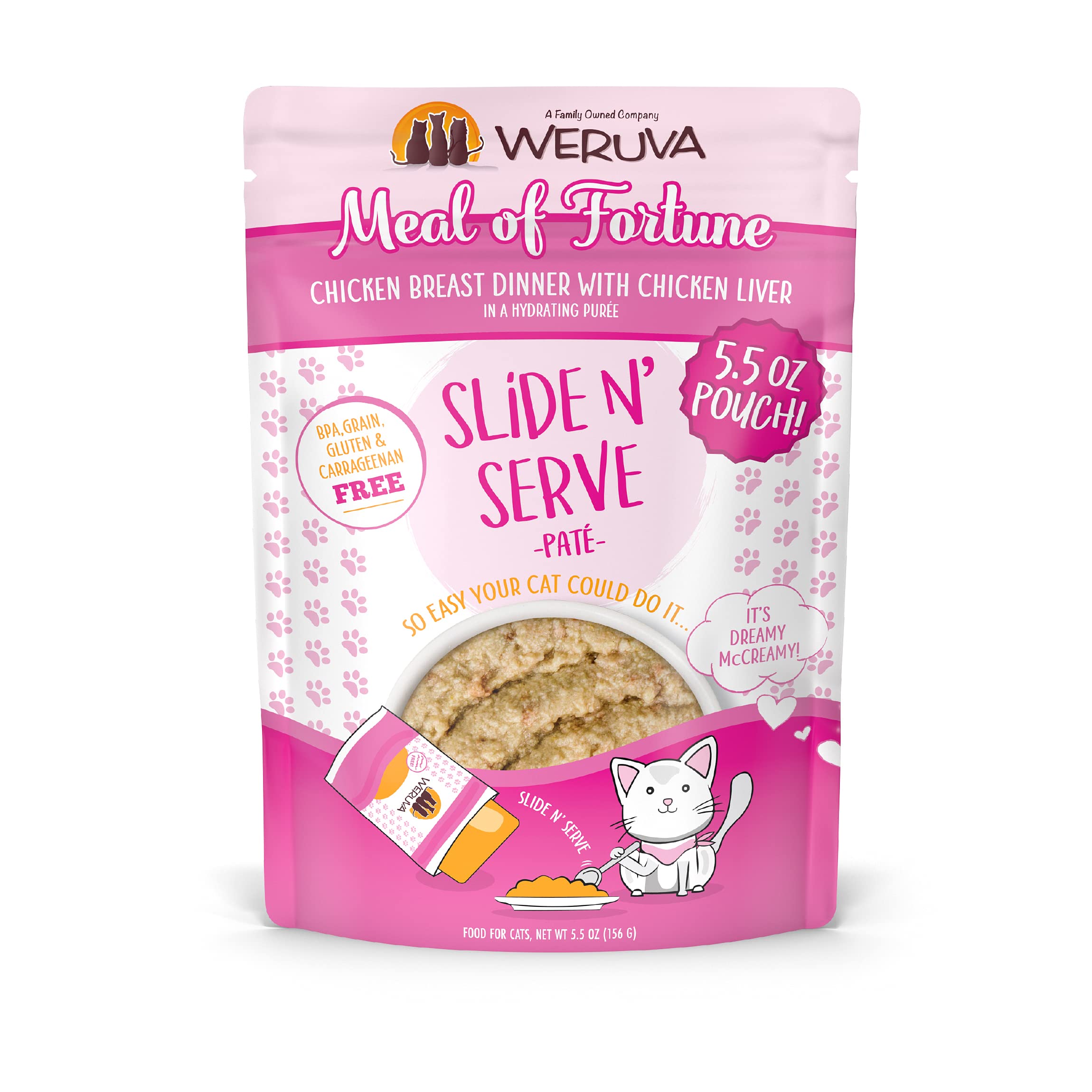 Paté Weruva macro de pollo e hígado en bolsa, porción práctica para gatos