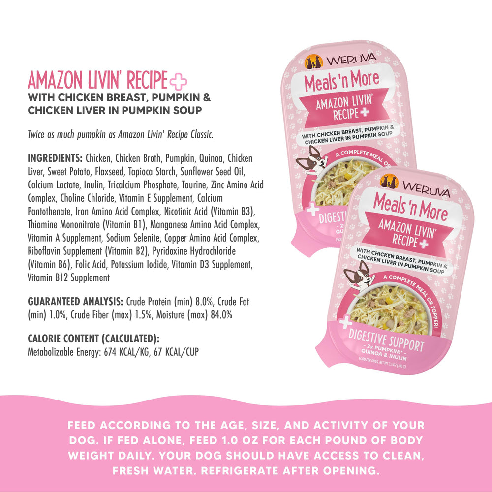 Weruva Meals n More Natural, combinación de hígado y calabaza para sabor y nutrición.