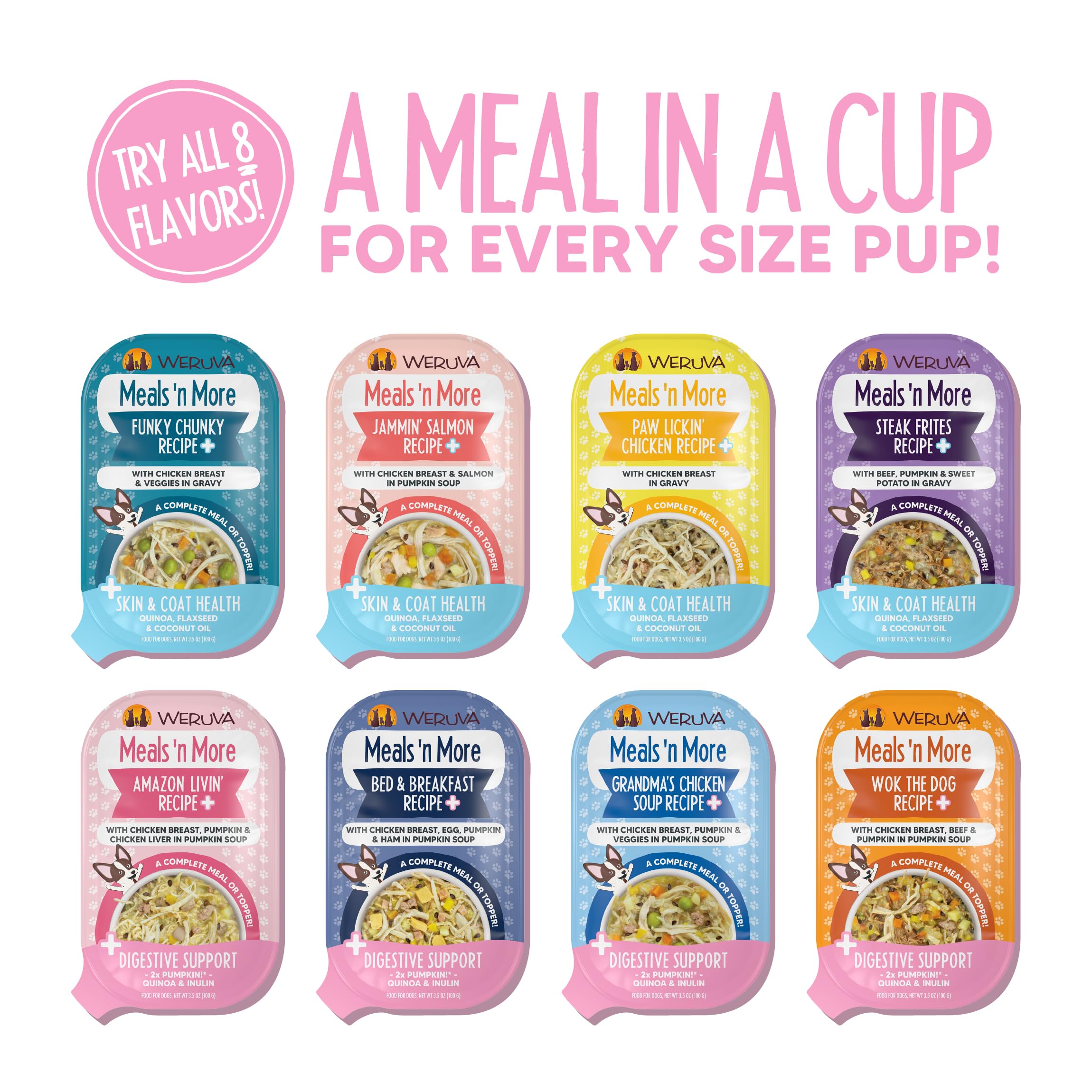 Weruva Meals n More Natural, fórmula sin granos ni carragenina, opción natural.