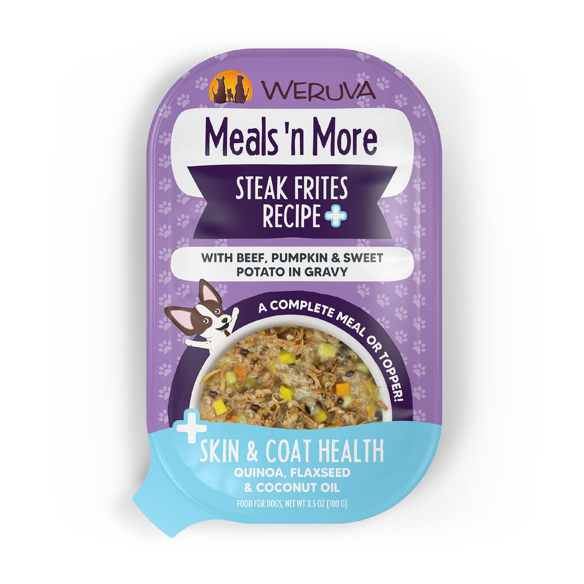 Weruva Meals 'n More Steak Frites Dinner, caja de 3,5 oz para perros, hidrata y aporta proteína