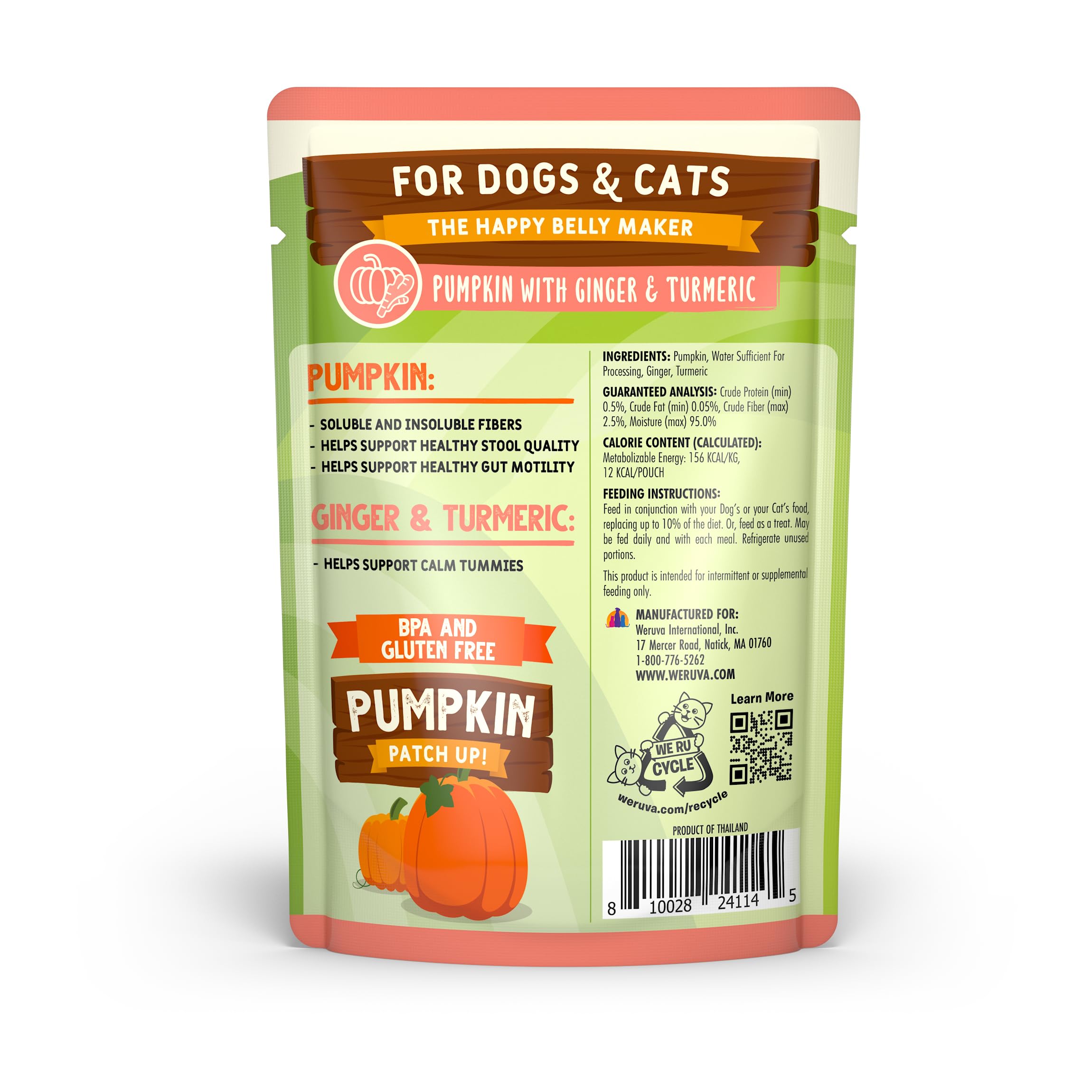 Puré de calabaza cremoso de Weruva para mezclar en las comidas.