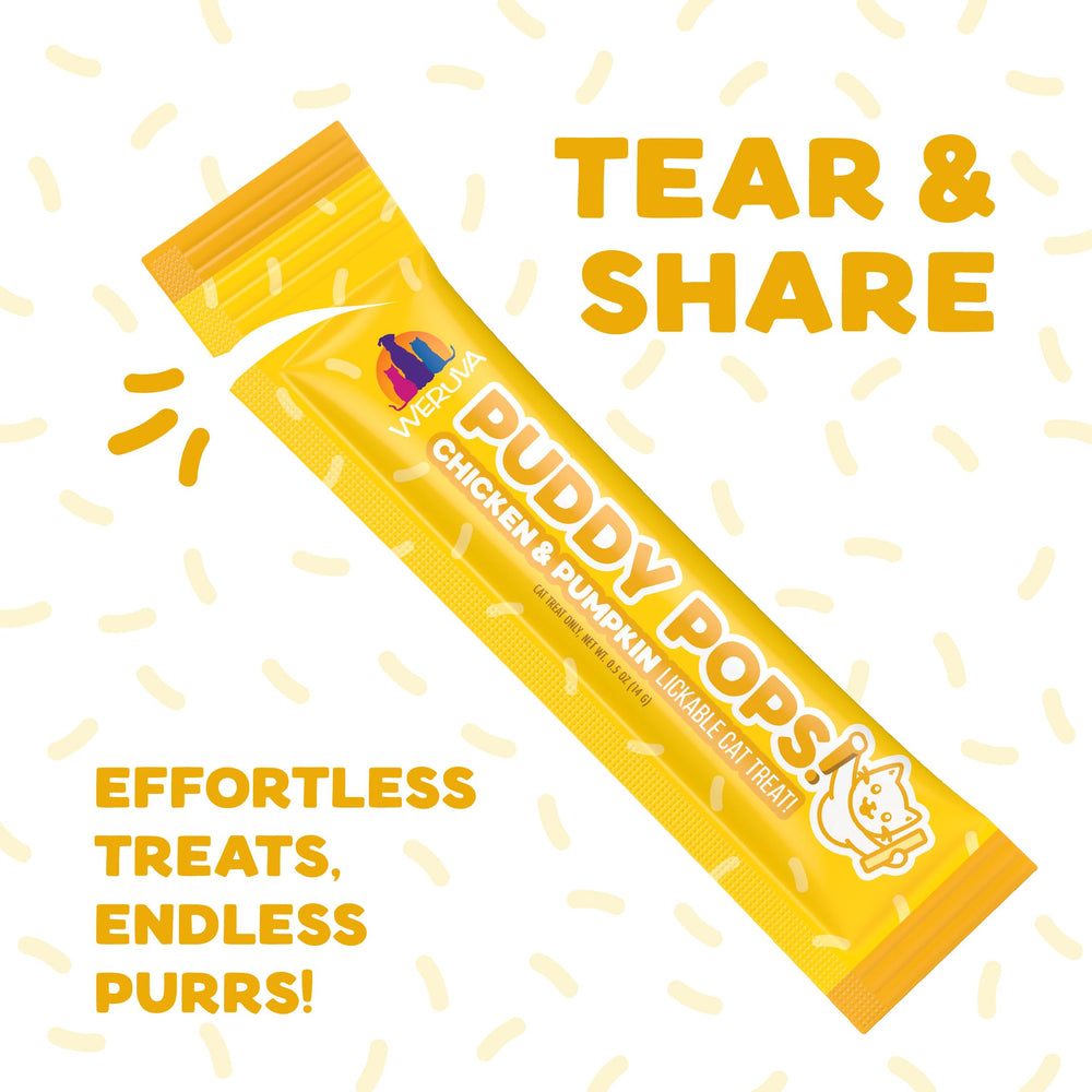 Weruva Puddy Pops en envase producido con estándares BRCGS.