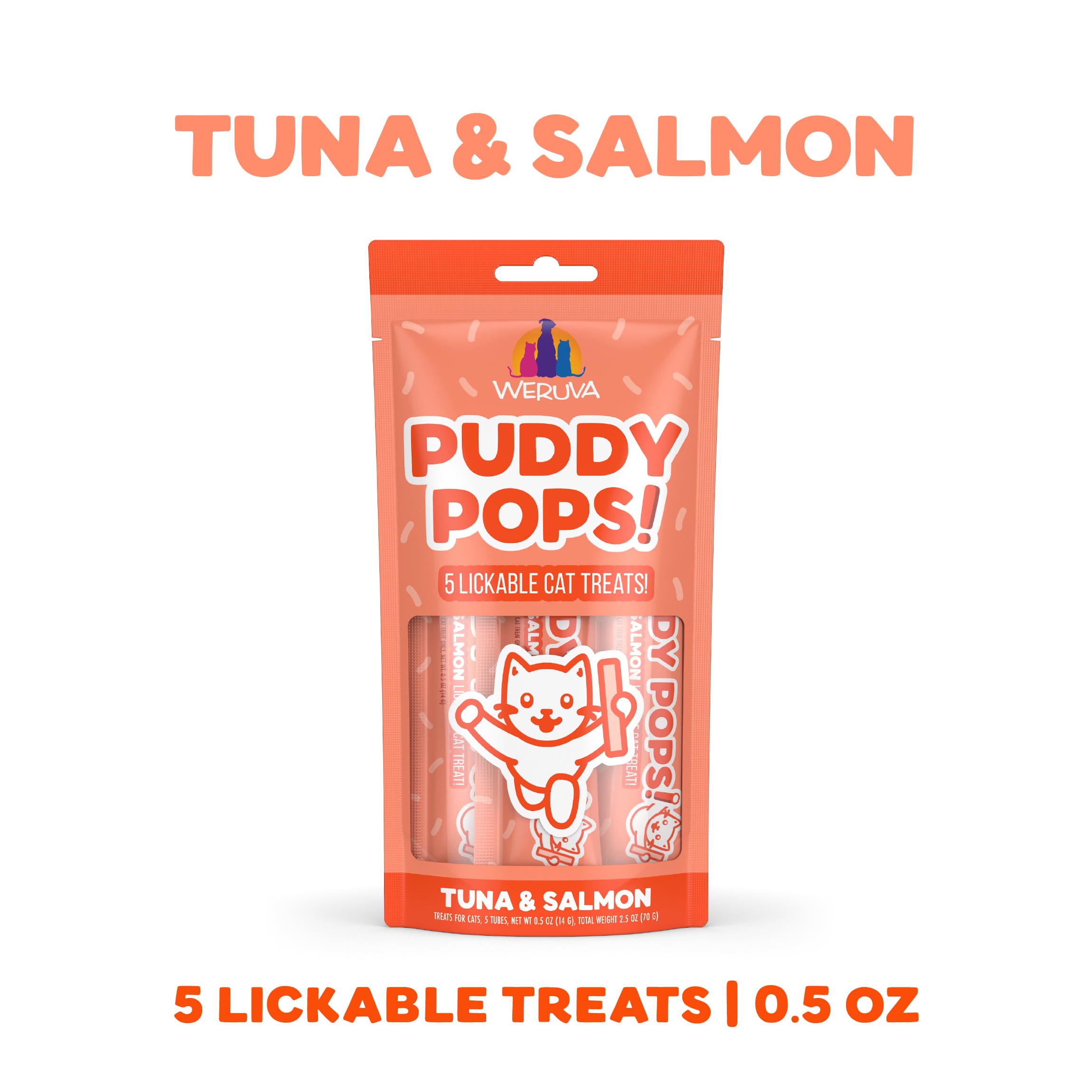 Textura para lamido de Weruva Puddy Pops con atún y salmón