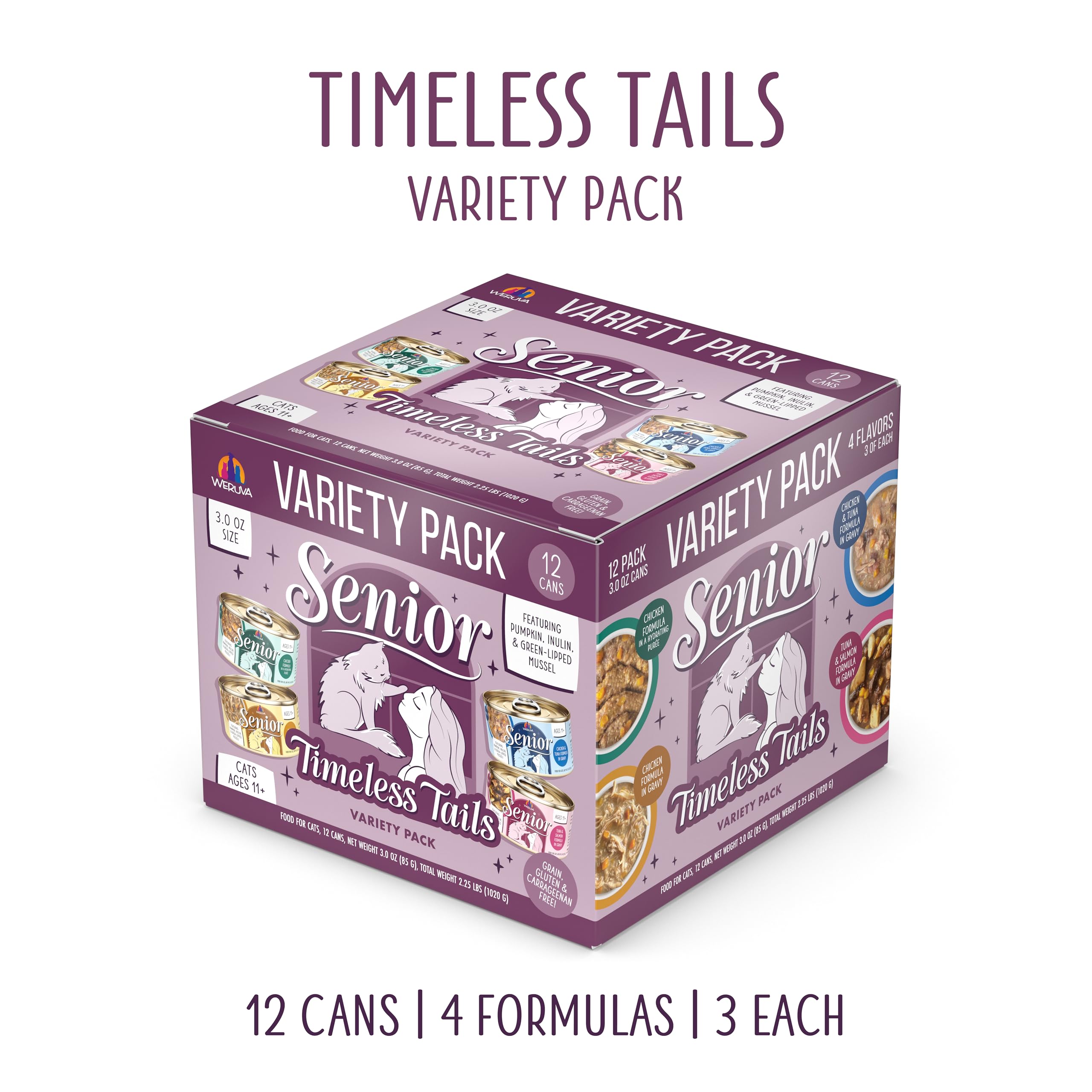 Weruva Timeless Tails salmón 3oz lata, aroma agradable para gatos
