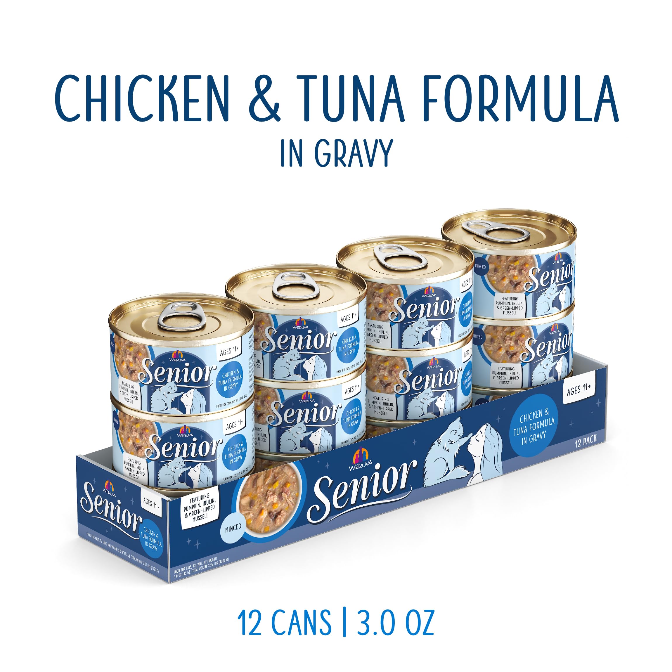 Weruva Senior ofrece pollo deshuesado en salsa para variedad diaria.