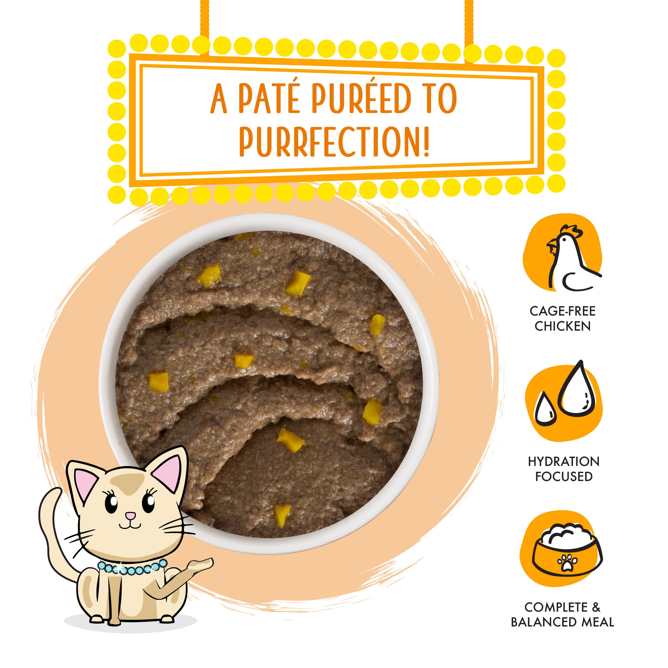 Etiqueta Weruva sin cereales, gluten ni carragenina para gatos