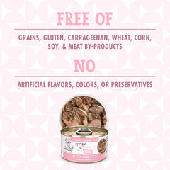 Weruva Sin granos, gluten, carragenina: lata 3oz para gatitos.