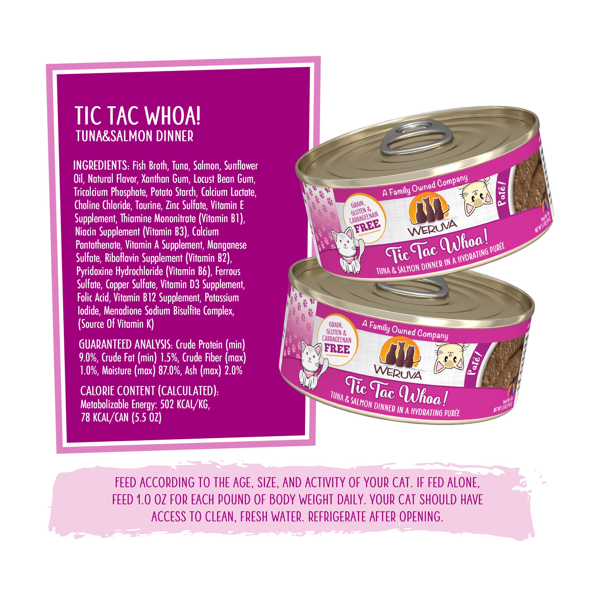 Weruva Tic Tac Whoa, sin gluten ni carragenina, opción natural.