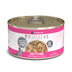 Weruva TruLuxe Pretty in Pink salmón salvaje en salsa para pelaje saludable.