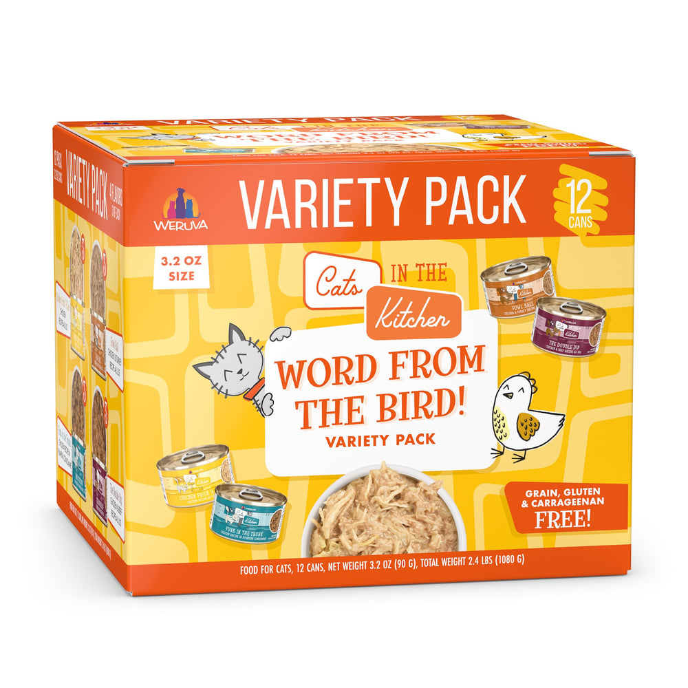 Weruva Word From The Bird, pack de 12 latas 3.2oz, variedad para probar sabores